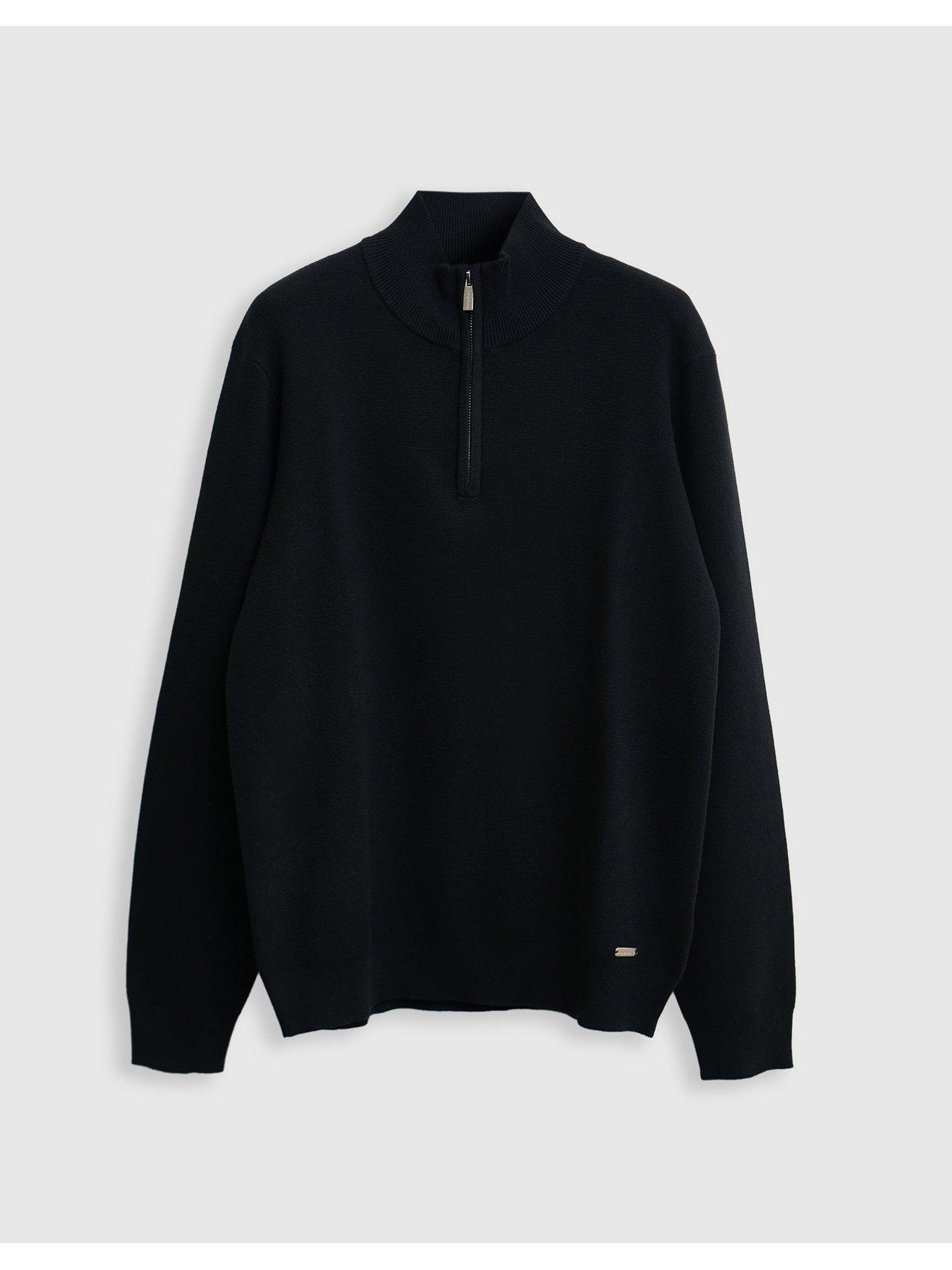 Image 5 of 6 of Threadbare Cotton Rich Quarter Zip Jumper In Black