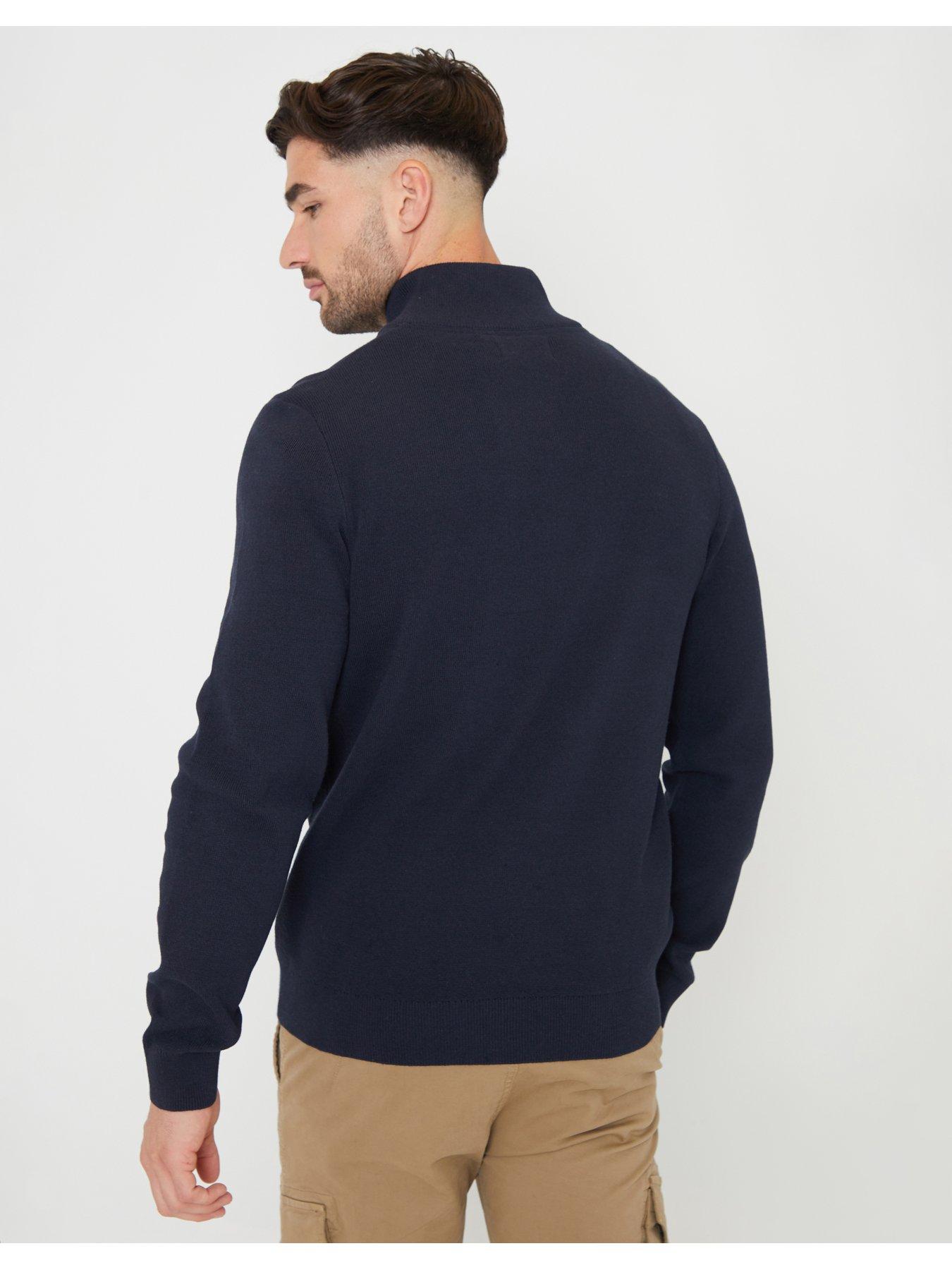 Image 2 of 5 of Threadbare Cotton Rich Quarter Zip Jumper In Navy