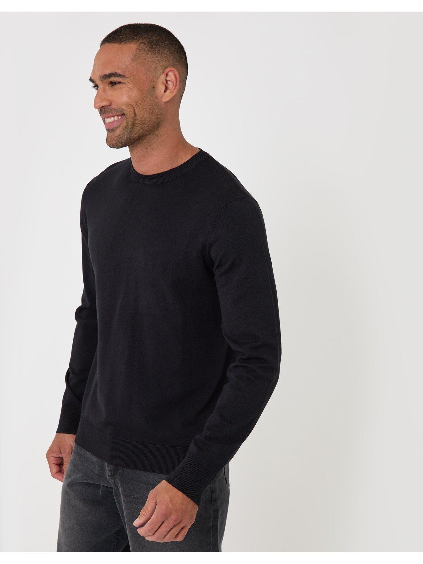 Image 1 of 4 of Threadbare Jersey Crew Neck Jumper In Black