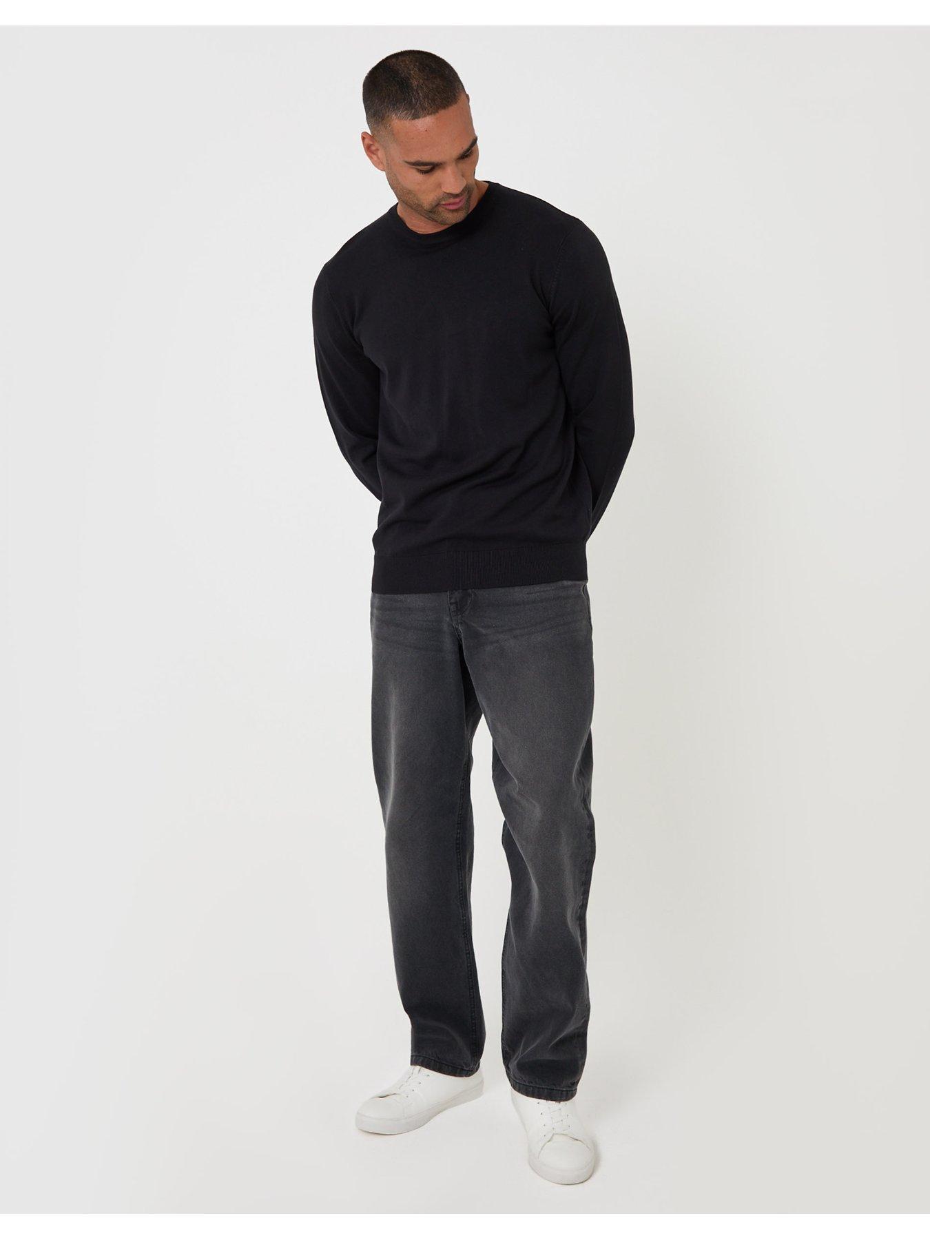 Image 3 of 4 of Threadbare Jersey Crew Neck Jumper In Black
