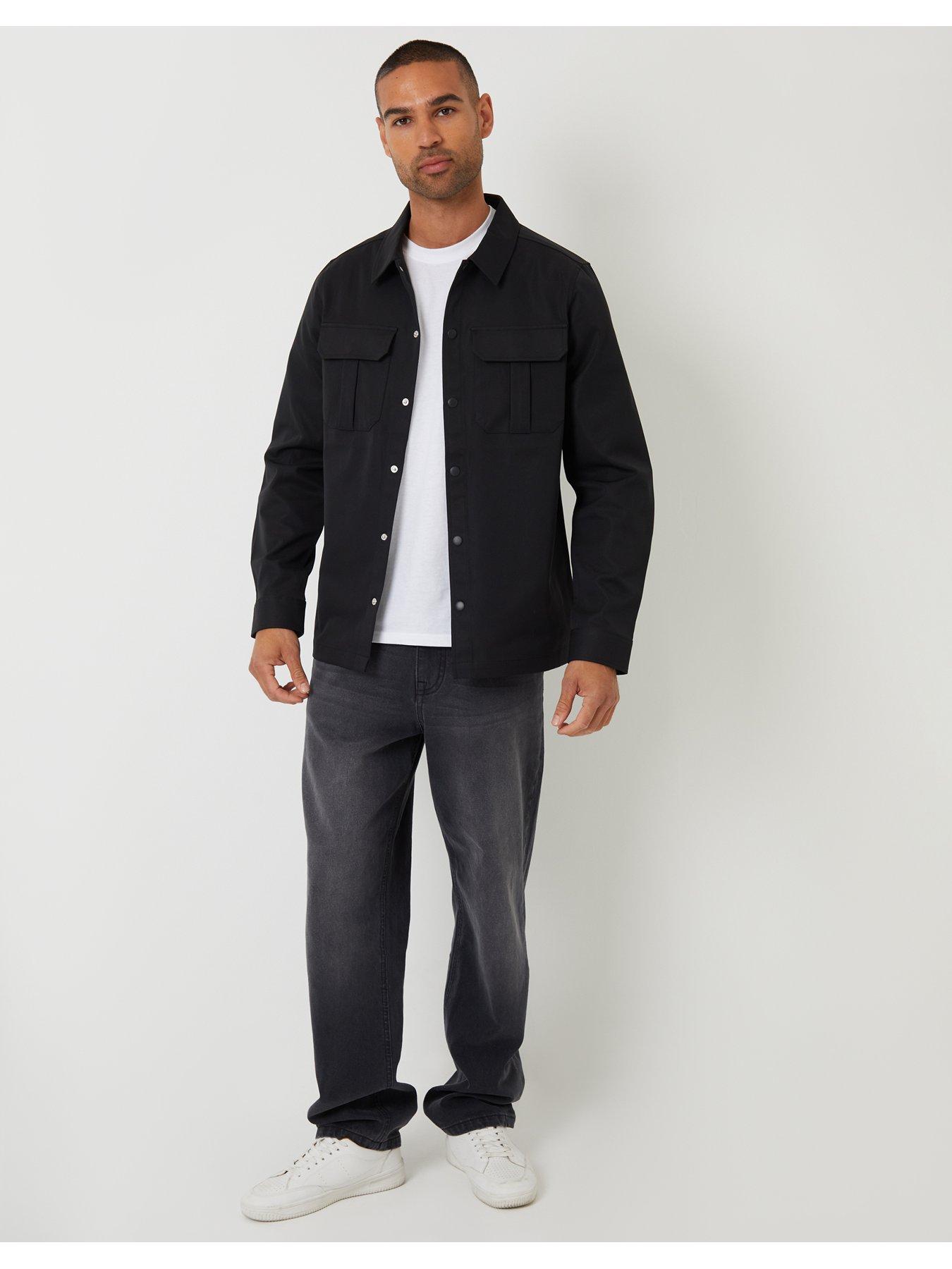 Image 3 of 6 of Threadbare Patch Pocket Overshirt In Black