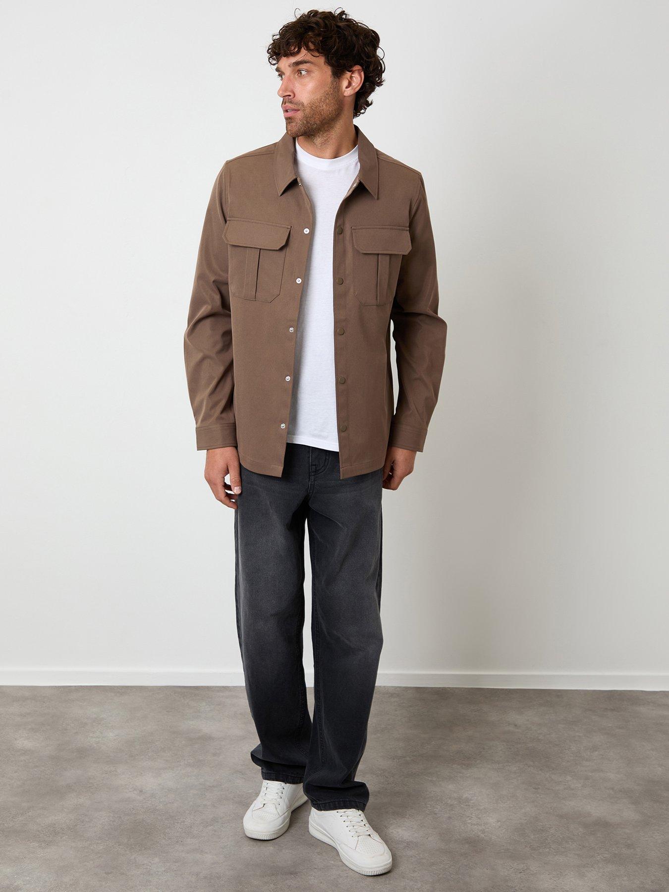 Image 3 of 4 of Threadbare Mens Lightweight Popper Patch Pocket Overshirt - Brown
