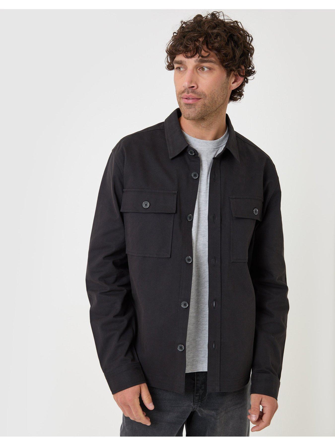 Image 1 of 5 of Threadbare Mens Curved Hem Cotton Ripstop Shacket - Black