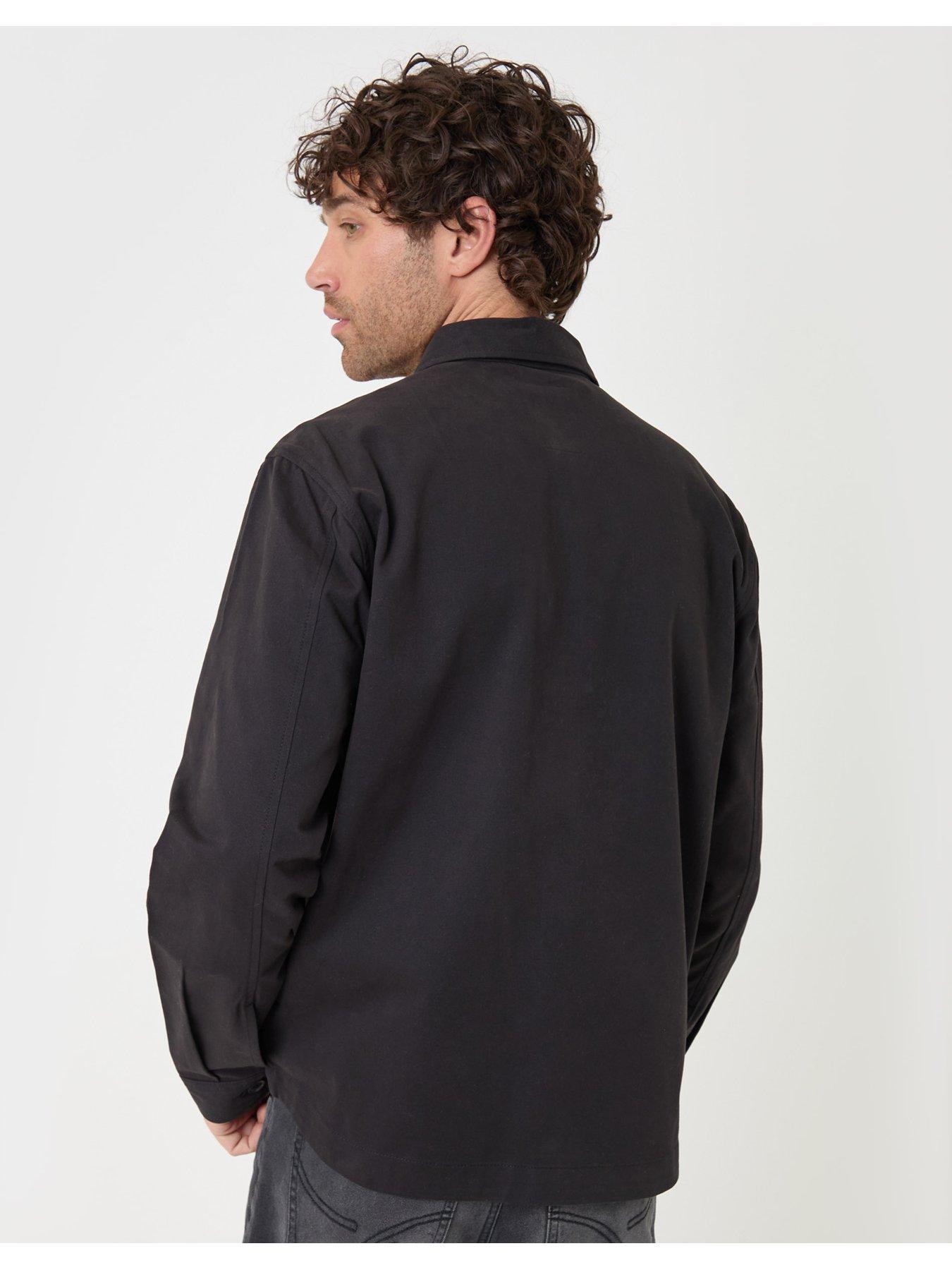 Image 2 of 5 of Threadbare Mens Curved Hem Cotton Ripstop Shacket - Black