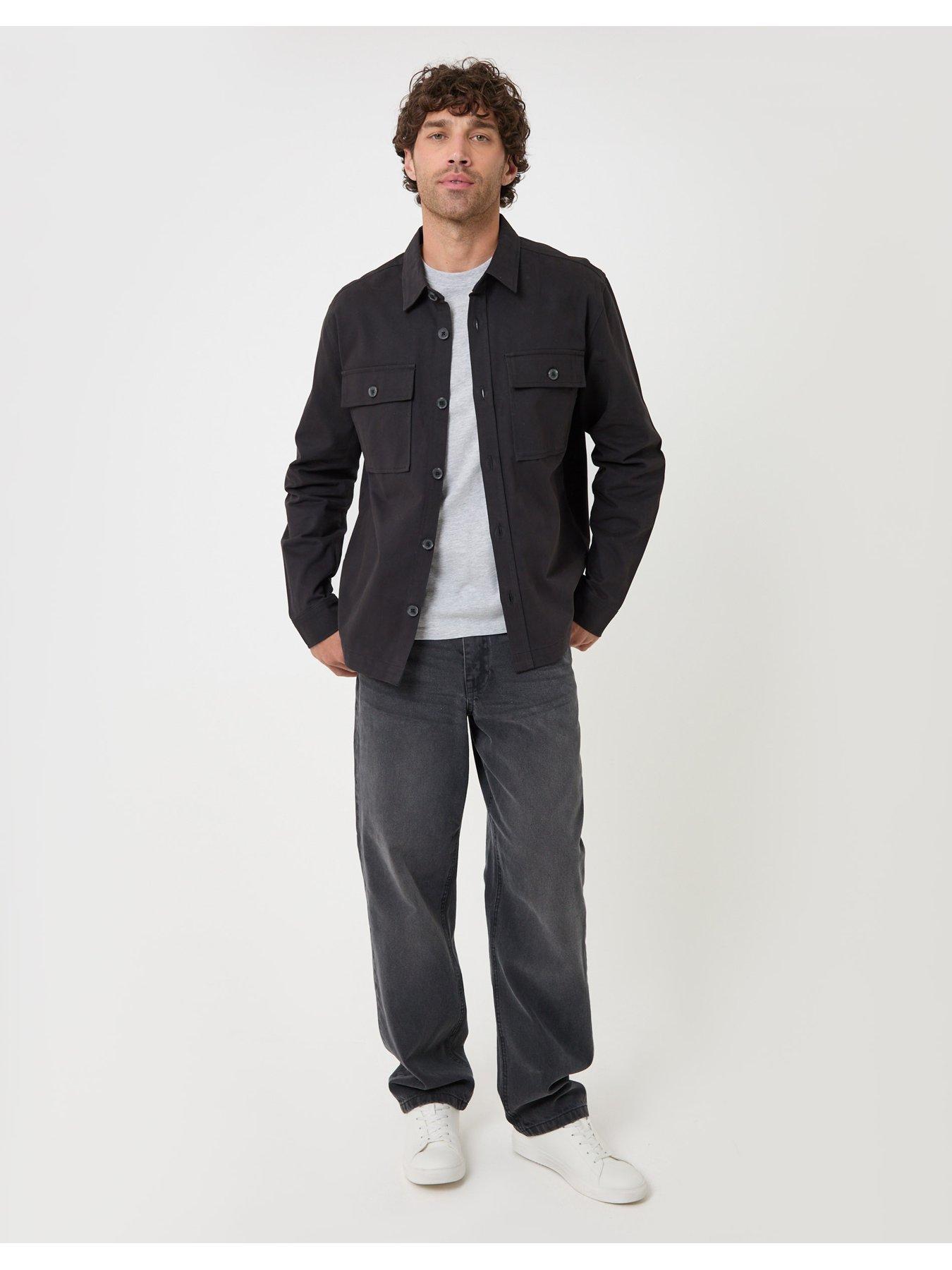 Image 3 of 5 of Threadbare Mens Curved Hem Cotton Ripstop Shacket - Black