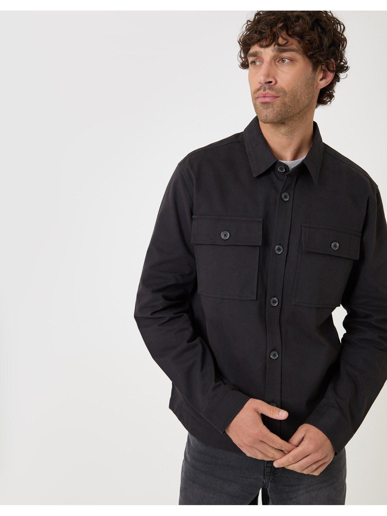 Image 5 of 5 of Threadbare Mens Curved Hem Cotton Ripstop Shacket - Black