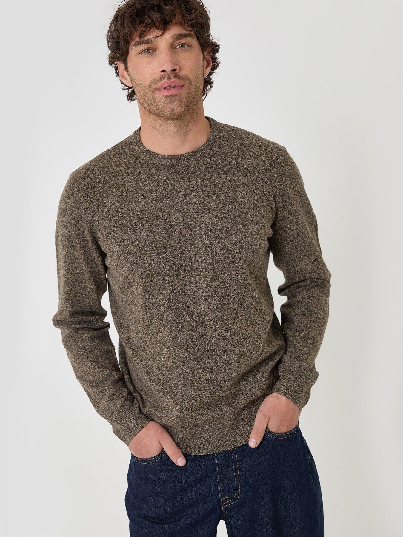 Image 1 of 5 of Threadbare Mens Afton Soft-Touch Ribbed Hem Jumper - Taupe