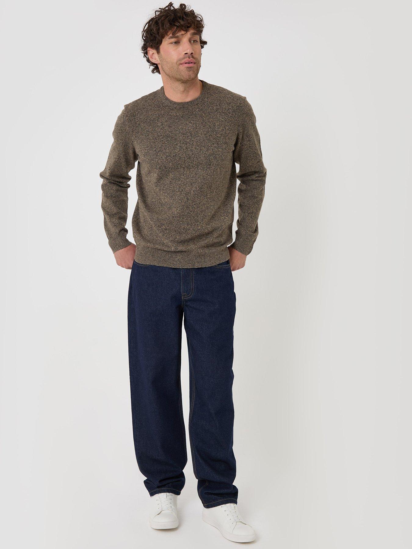 Image 3 of 5 of Threadbare Mens Afton Soft-Touch Ribbed Hem Jumper - Taupe