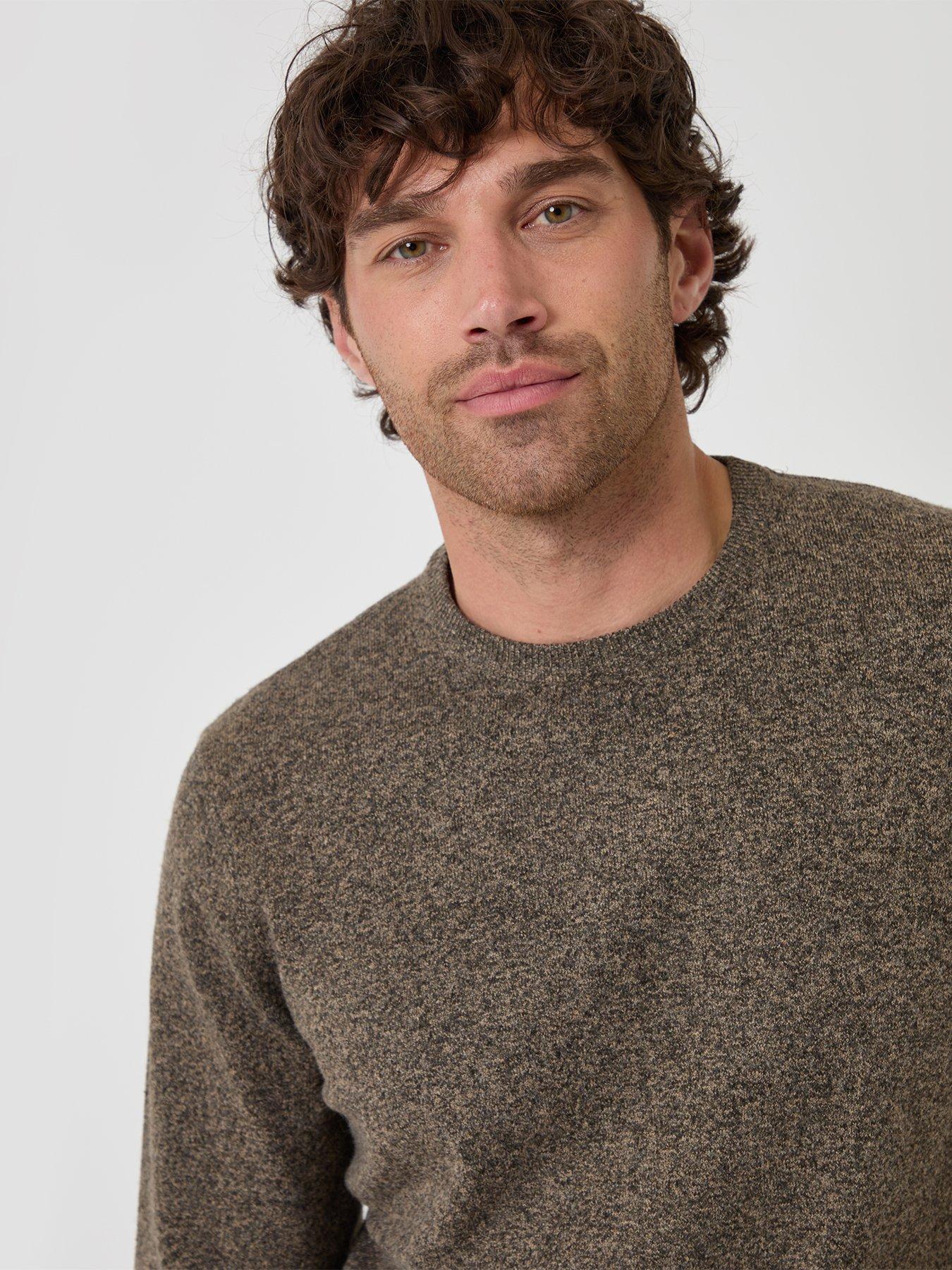 Image 4 of 5 of Threadbare Mens Afton Soft-Touch Ribbed Hem Jumper - Taupe