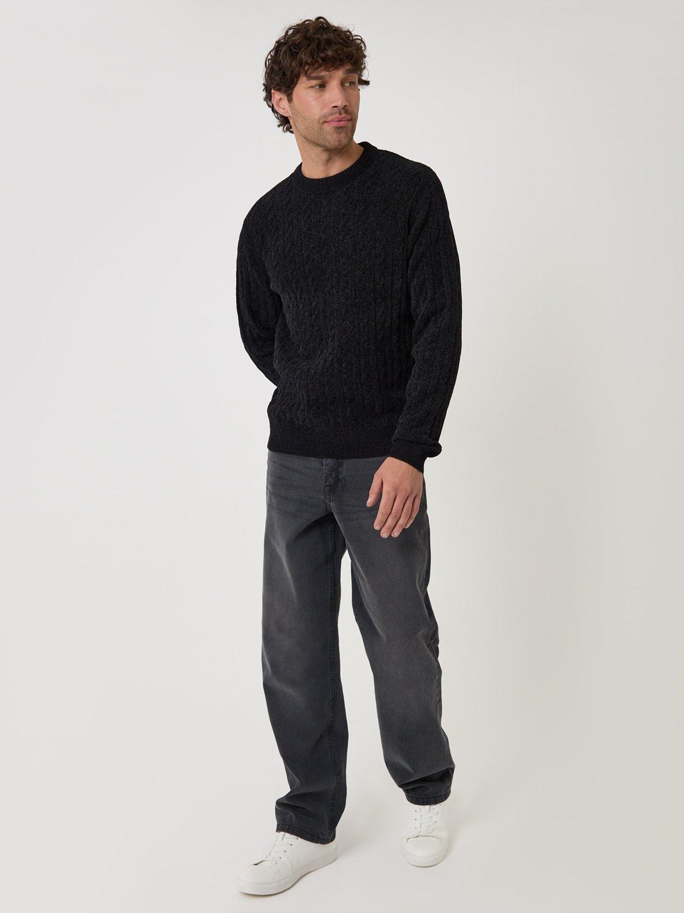 Image 3 of 5 of Threadbare Mens Jumper Crew Jacobson - Black 7gg