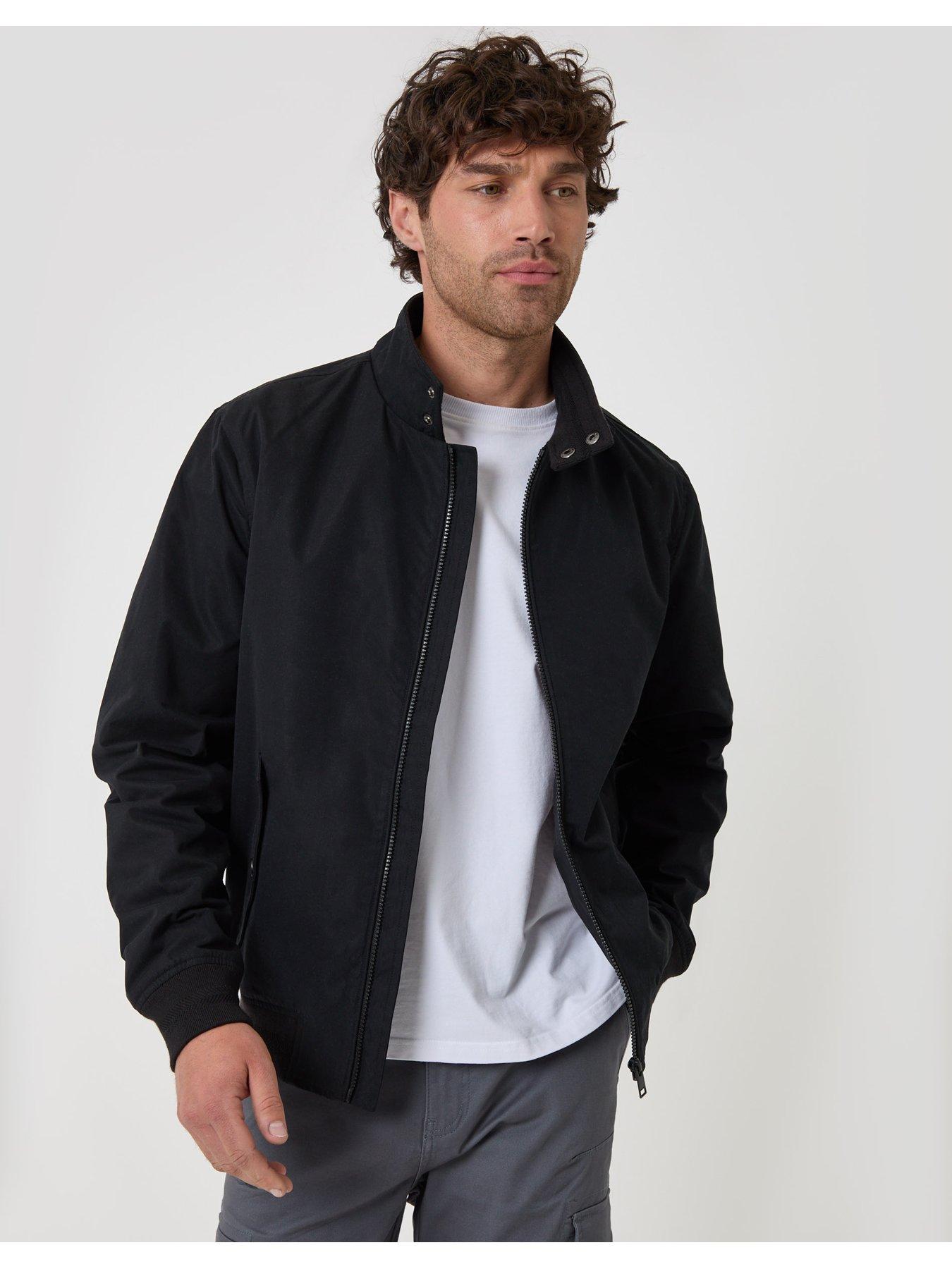 Image 1 of 6 of Threadbare Mens Showerproof Stand Collar Harrington Jacket - Black