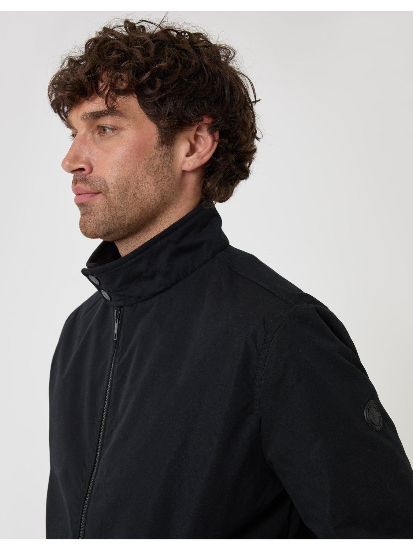 Image 4 of 6 of Threadbare Mens Showerproof Stand Collar Harrington Jacket - Black