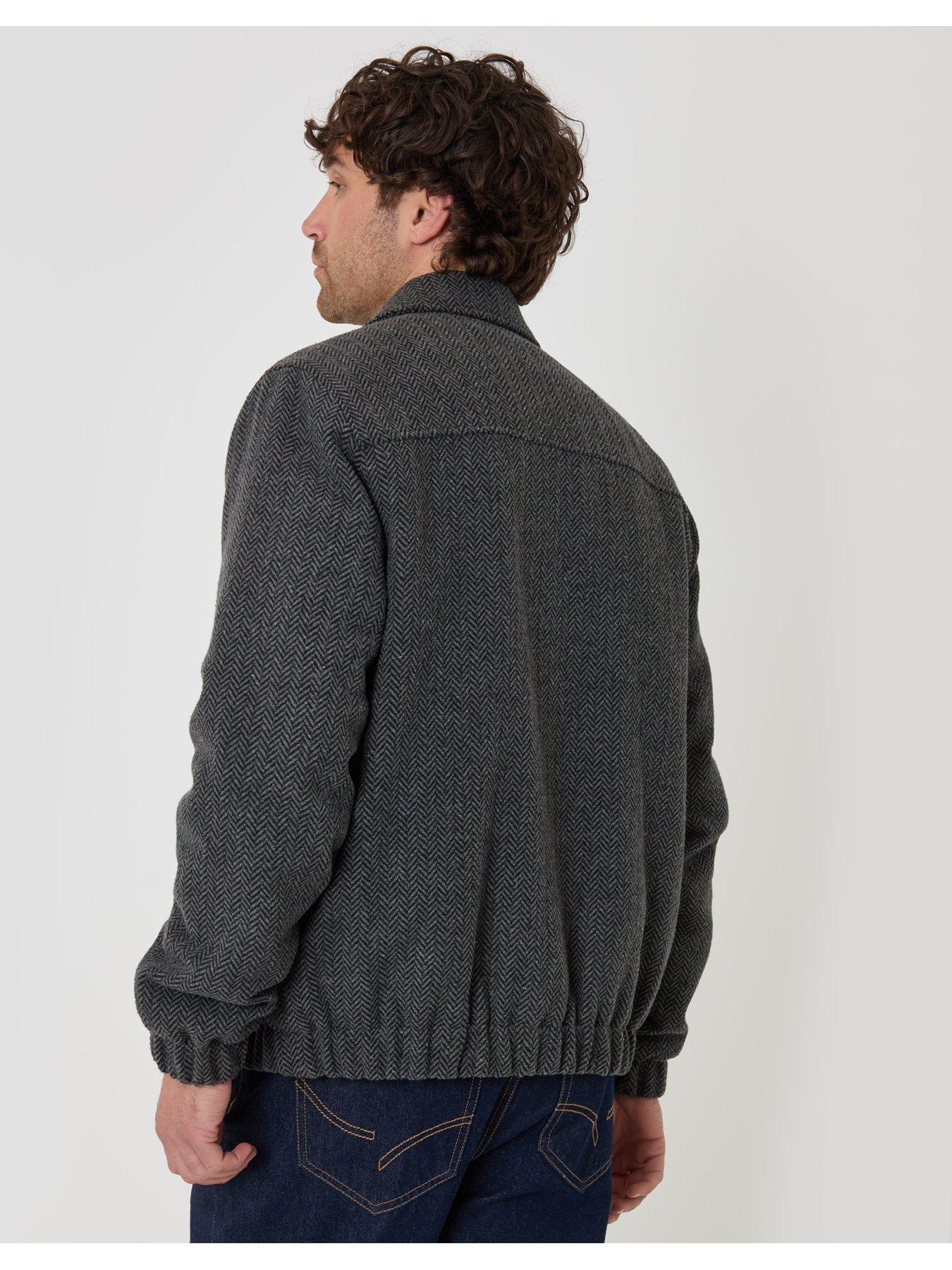 Image 2 of 6 of Threadbare Mens Herringbone Collared Zip Jacket - Grey