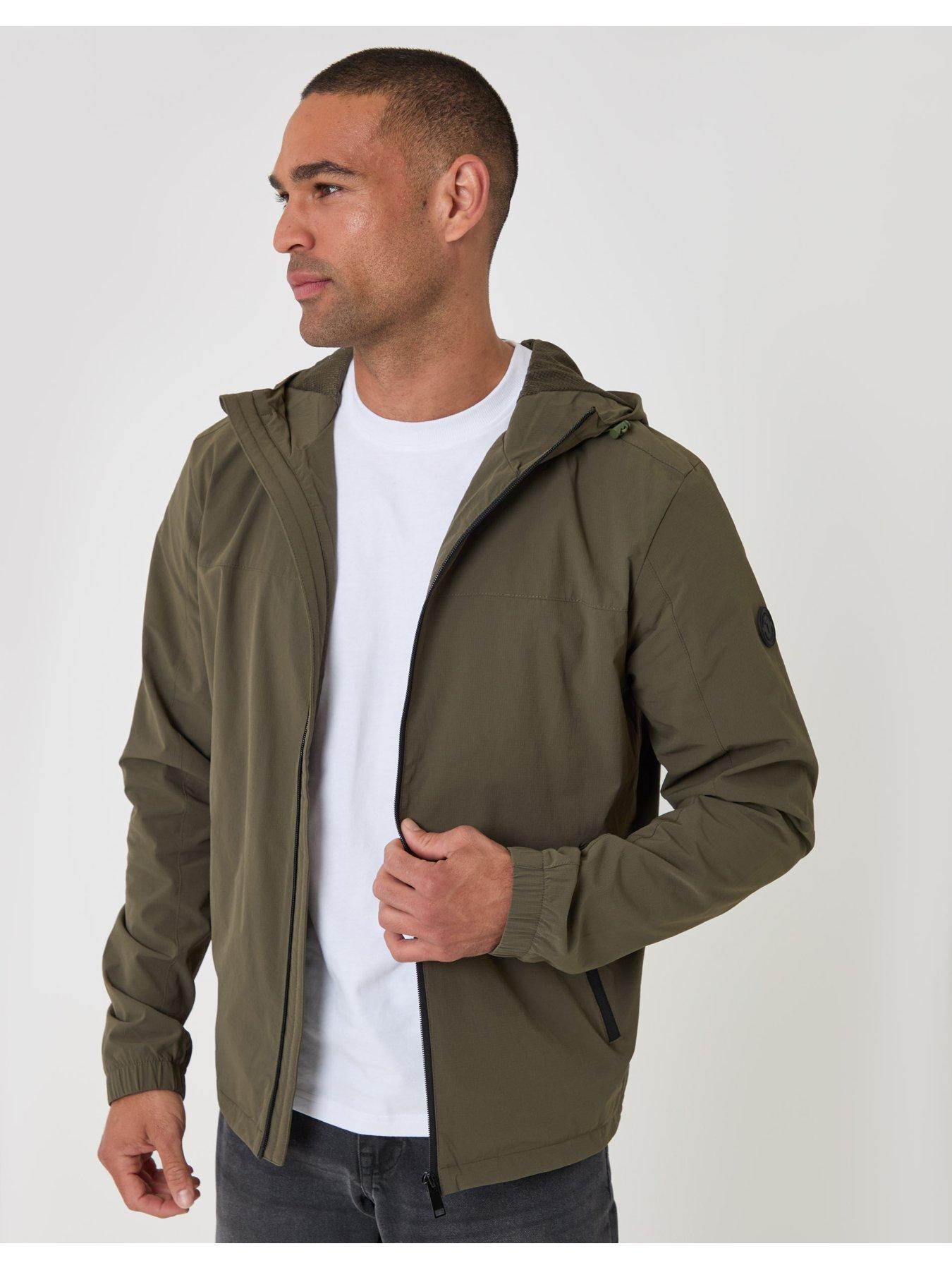 Image 1 of 6 of Threadbare Mens Showerproof Ripstop Hooded Lightweight Jacket - Khaki