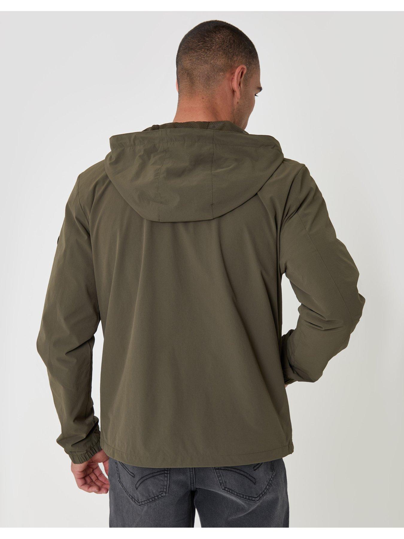 Image 2 of 6 of Threadbare Mens Showerproof Ripstop Hooded Lightweight Jacket - Khaki