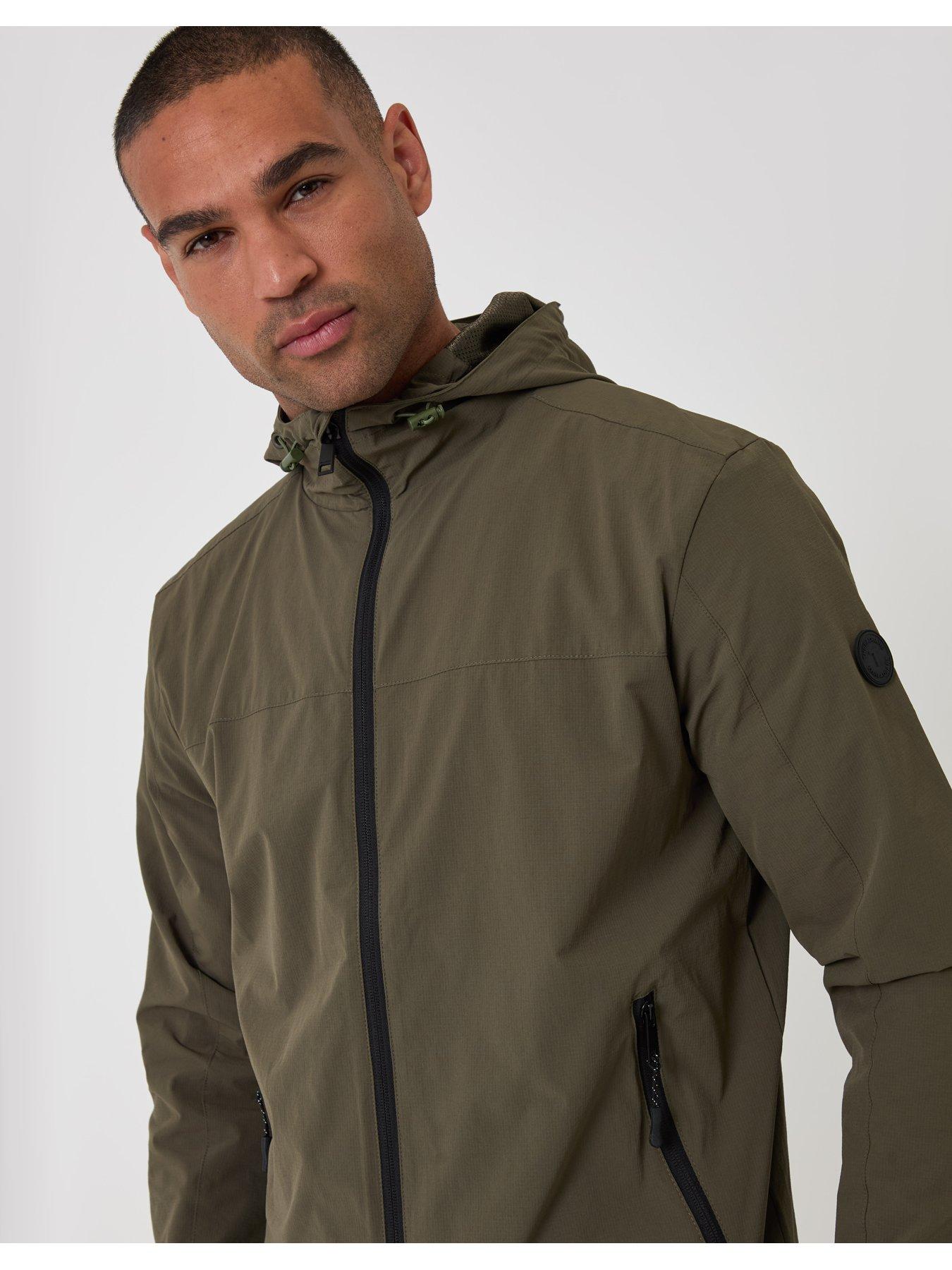 Image 4 of 6 of Threadbare Mens Showerproof Ripstop Hooded Lightweight Jacket - Khaki