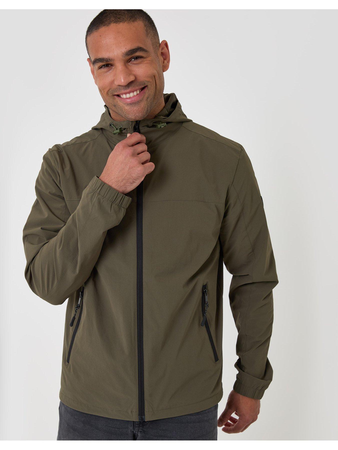 Image 5 of 6 of Threadbare Mens Showerproof Ripstop Hooded Lightweight Jacket - Khaki