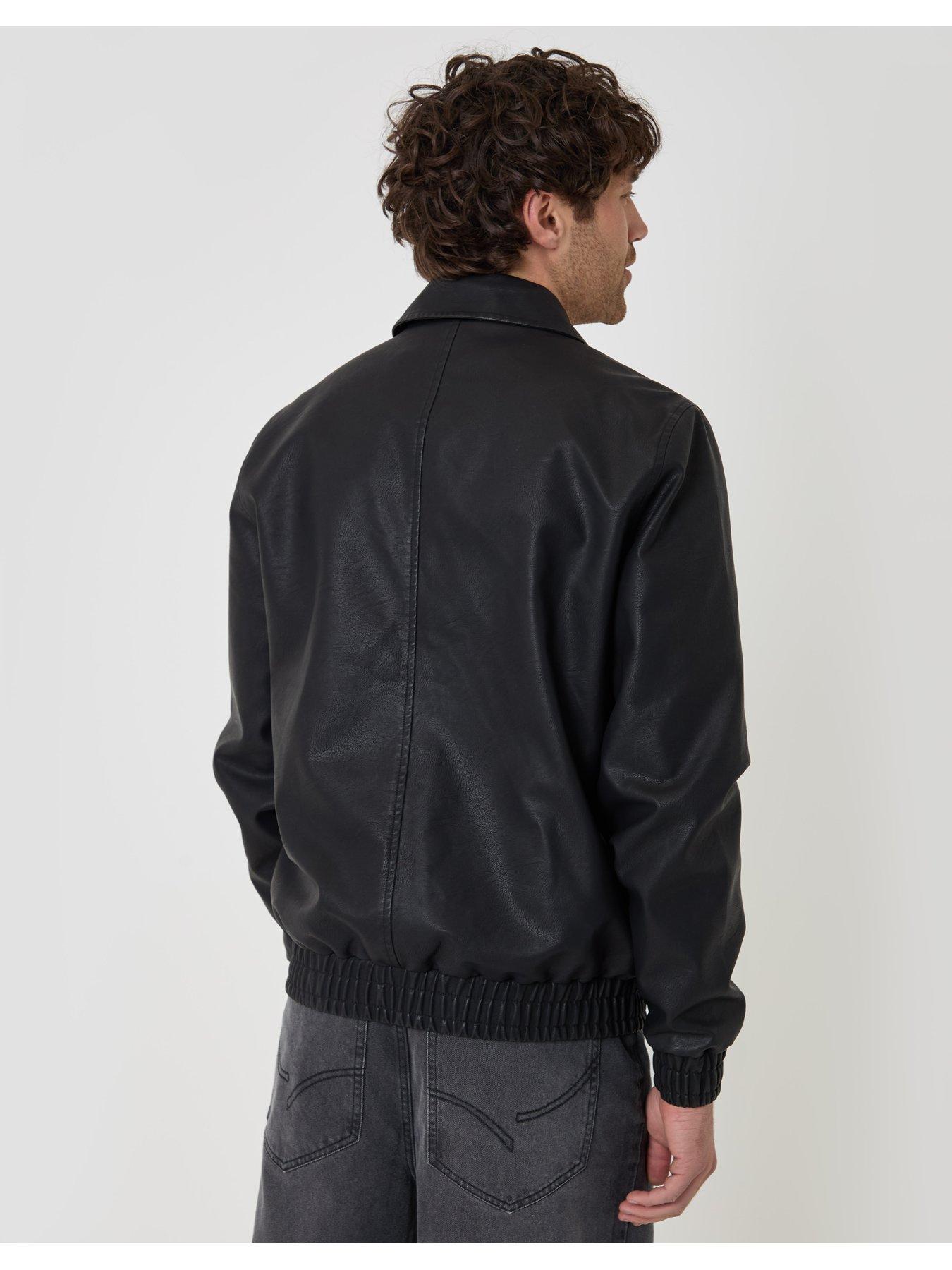 Image 2 of 5 of Threadbare Mens Faux Leather Collared Zip Through Jacket - Black