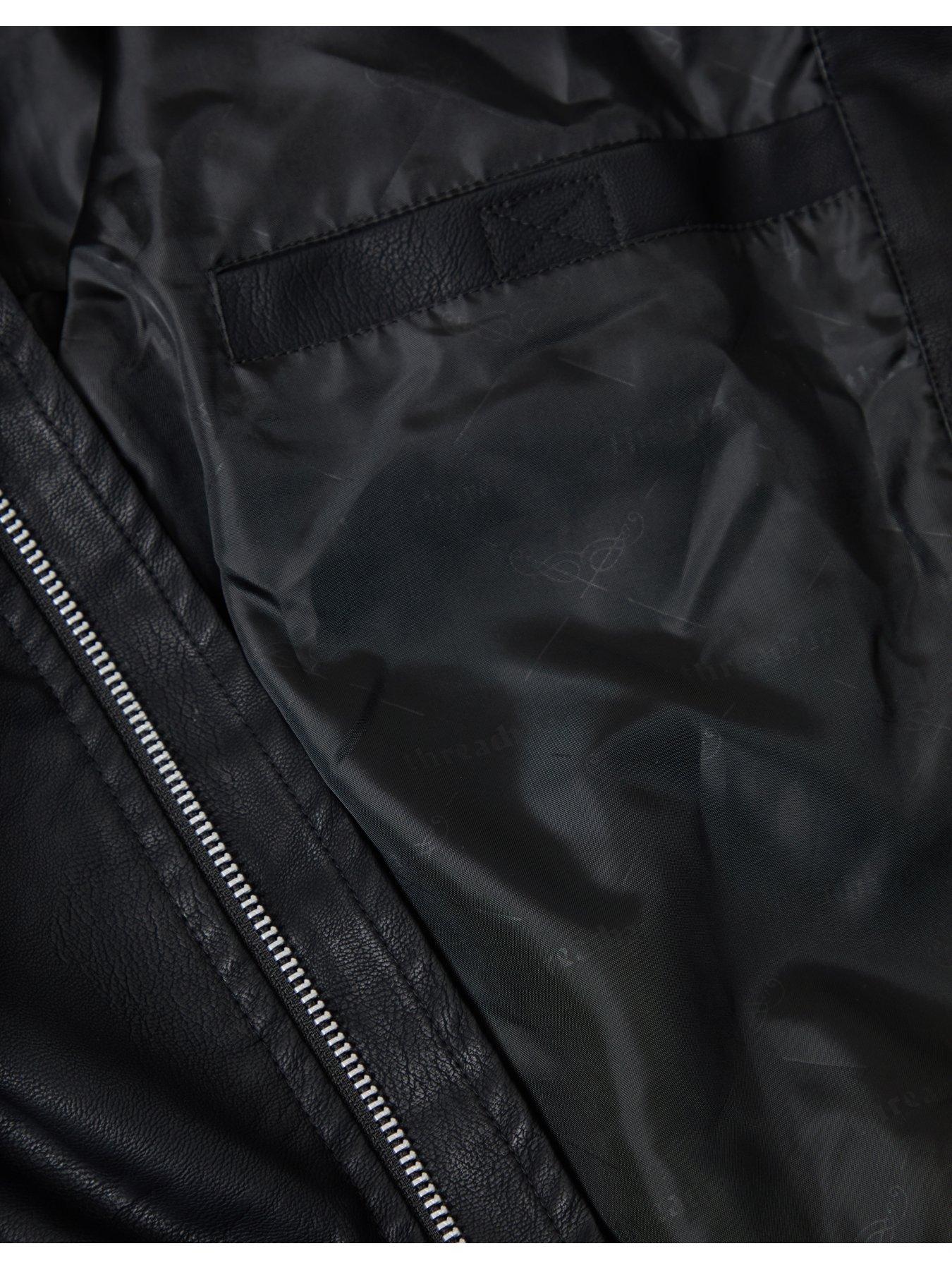 Image 5 of 5 of Threadbare Mens Faux Leather Collared Zip Through Jacket - Black
