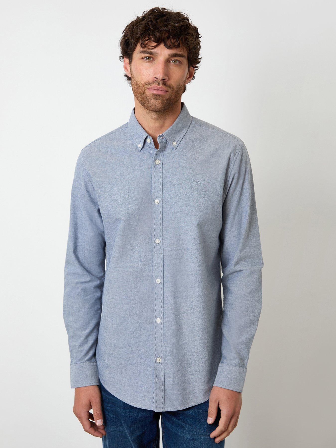 Image 1 of 4 of Threadbare Mens Beacon Oxford Button Down Collar Long Sleeve Shirt - Blue