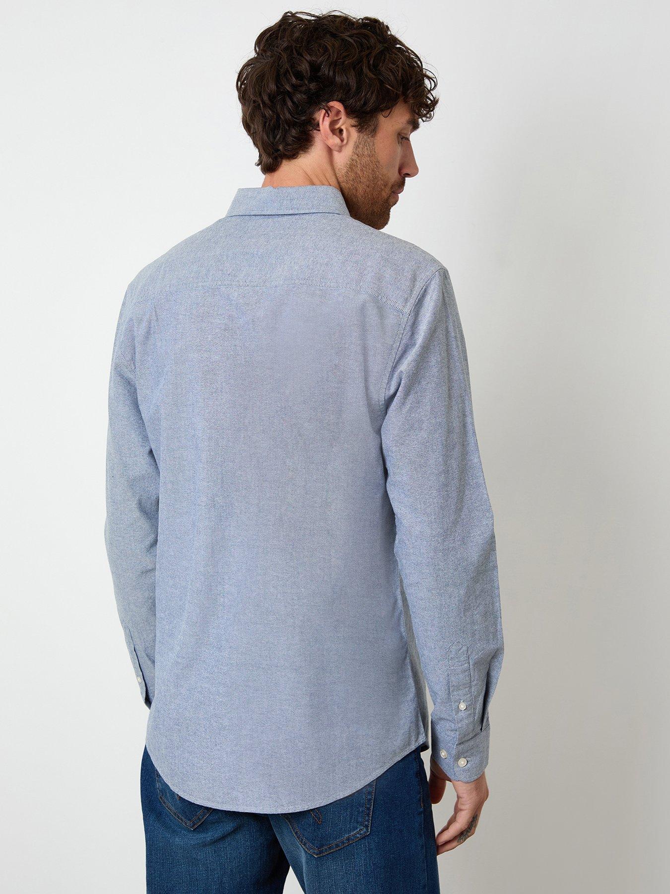 Image 2 of 4 of Threadbare Mens Beacon Oxford Button Down Collar Long Sleeve Shirt - Blue