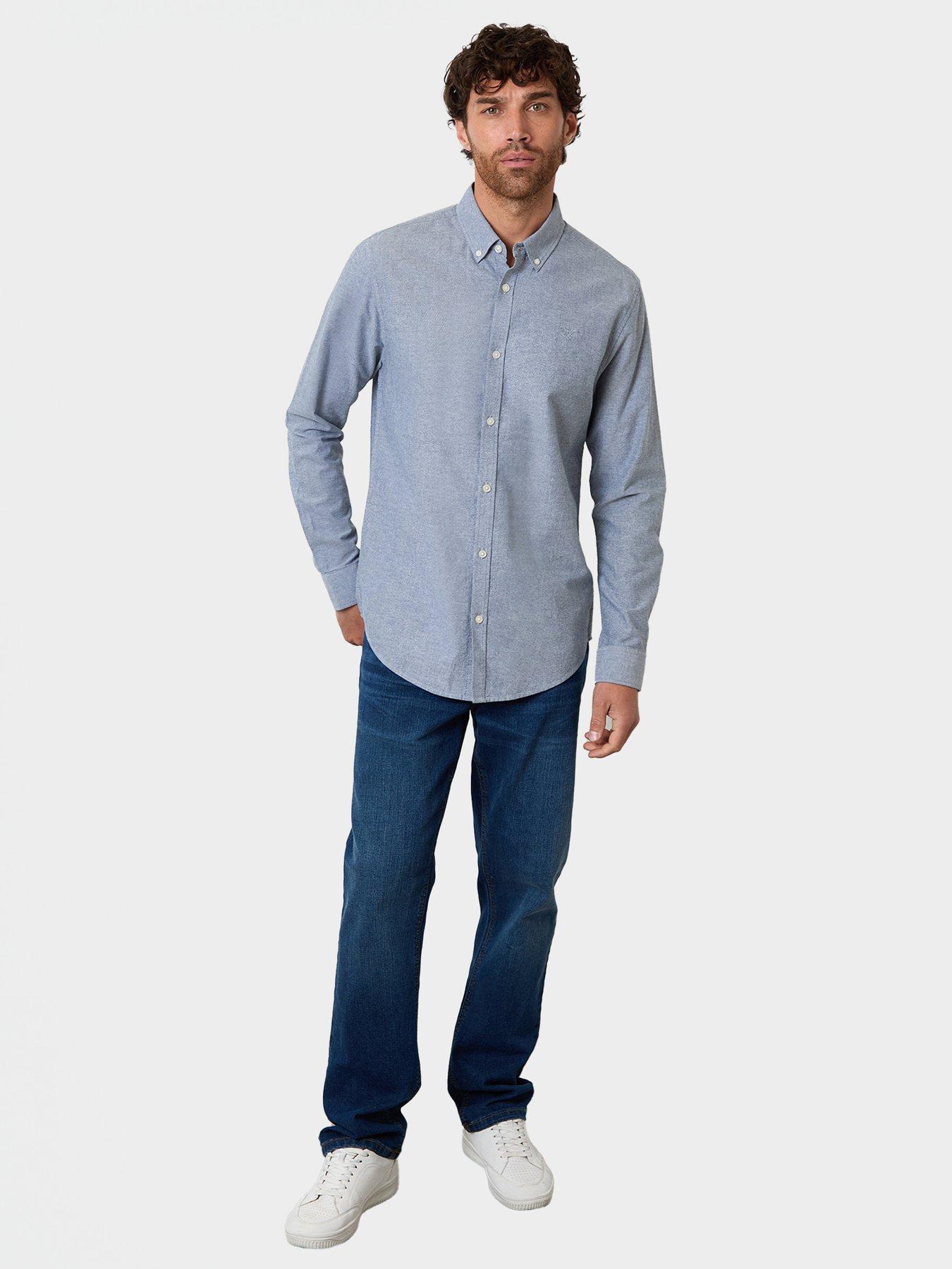 Image 3 of 4 of Threadbare Mens Beacon Oxford Button Down Collar Long Sleeve Shirt - Blue