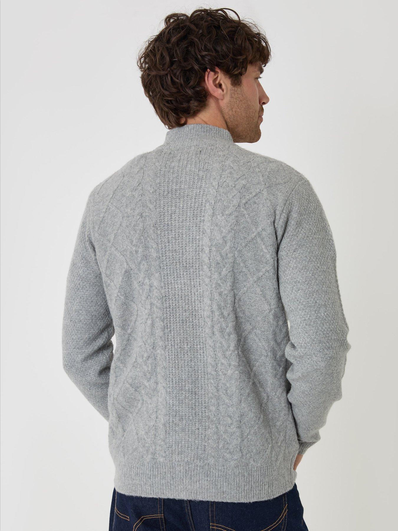 Image 2 of 5 of Threadbare Mens Knitted Full Zip Kerrystone - Grey Marl 7gg