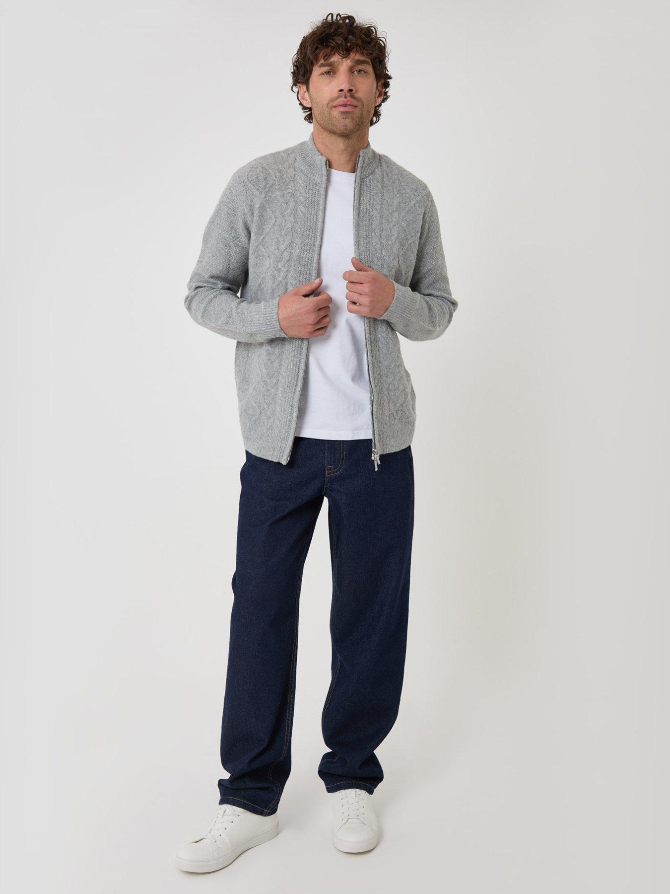 Image 3 of 5 of Threadbare Mens Knitted Full Zip Kerrystone - Grey Marl 7gg