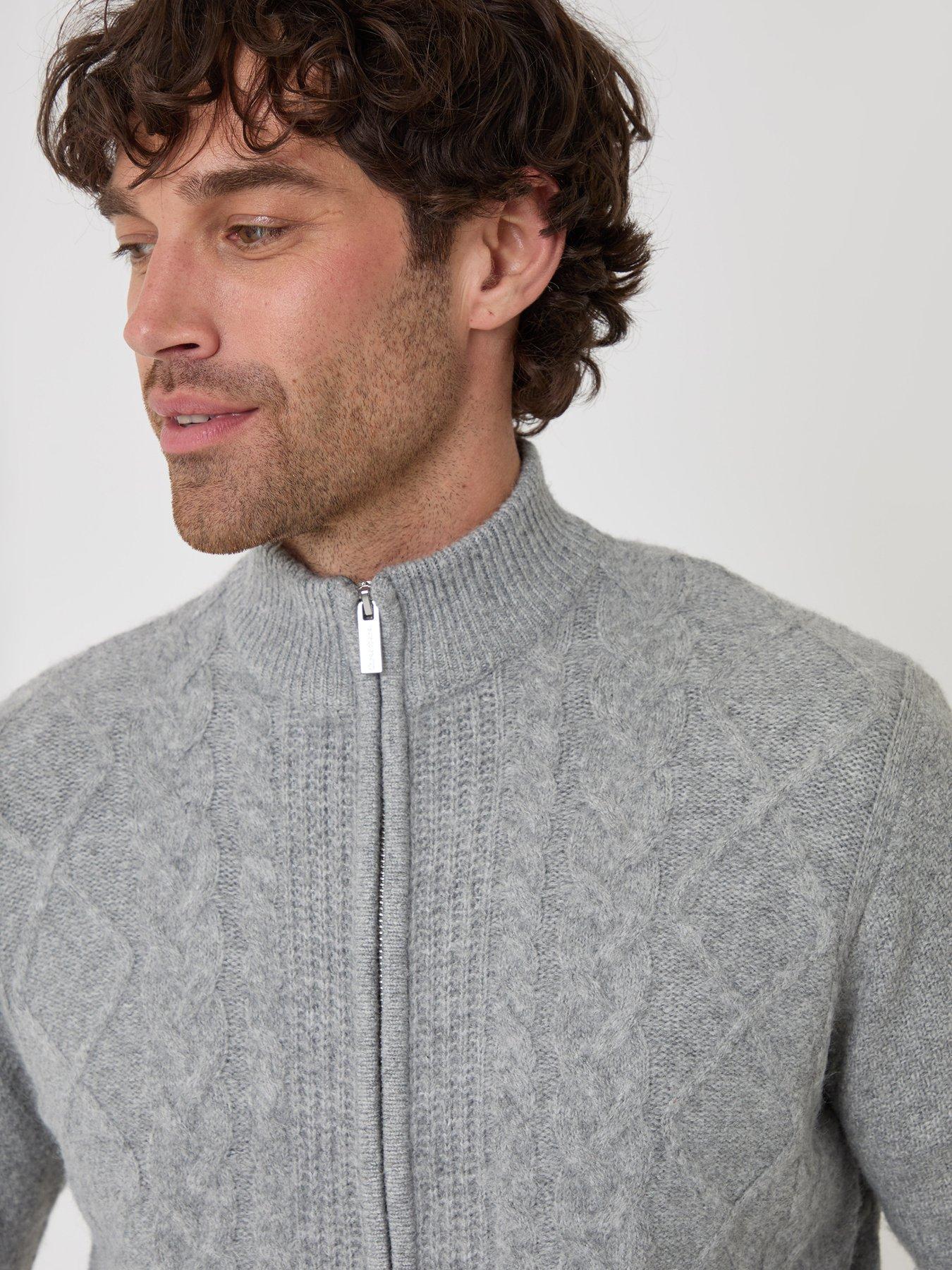 Image 4 of 5 of Threadbare Mens Knitted Full Zip Kerrystone - Grey Marl 7gg