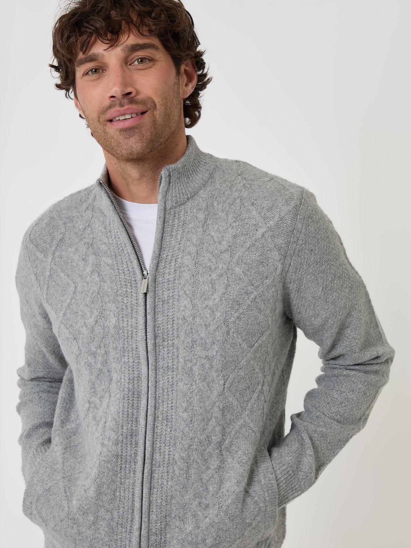 Image 5 of 5 of Threadbare Mens Knitted Full Zip Kerrystone - Grey Marl 7gg