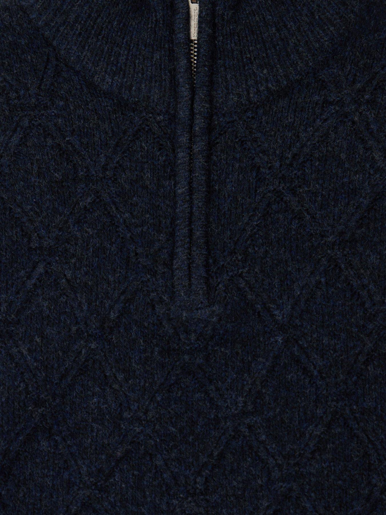 Image 5 of 5 of Threadbare Mens Panmure 1/4 Zip Textured Knit Jumper - Navy