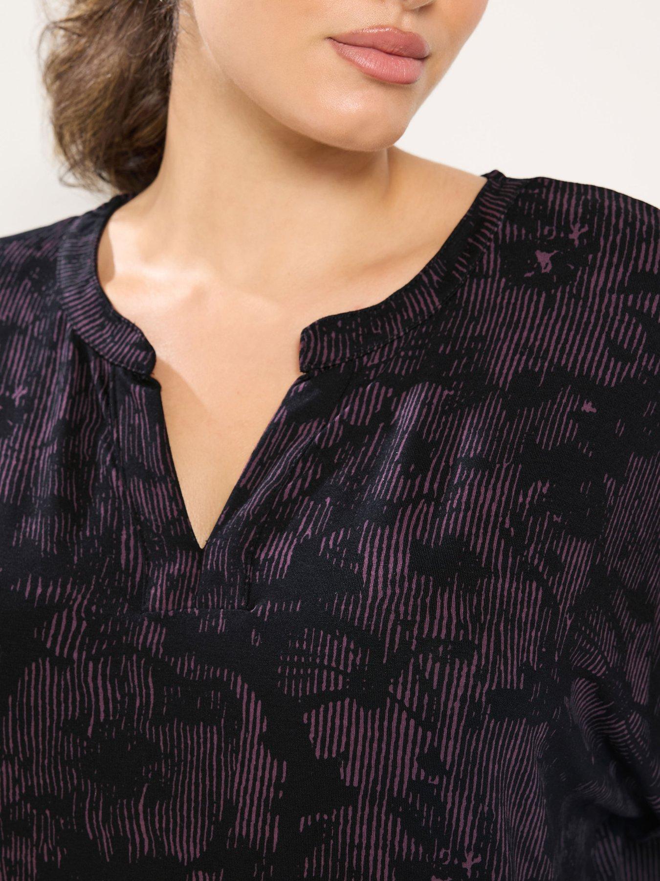Image 4 of 4 of Yours Womens Curve Pleat Front Swing Top - Black