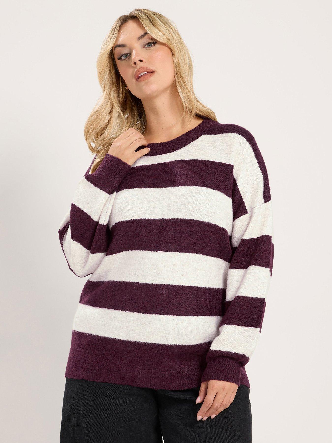 Image 1 of 4 of Yours Curve Crew Neck Stripe Jumper