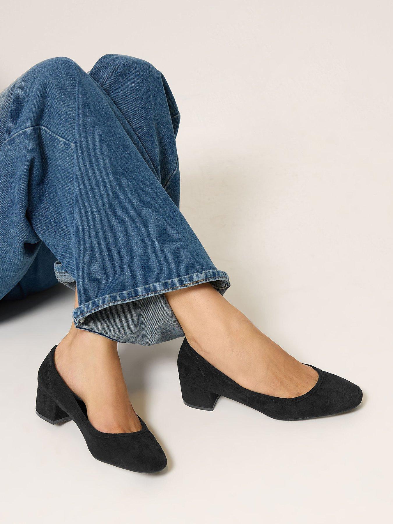 Image 1 of 4 of Yours Womens Block Heel Ballet Pumps - Black
