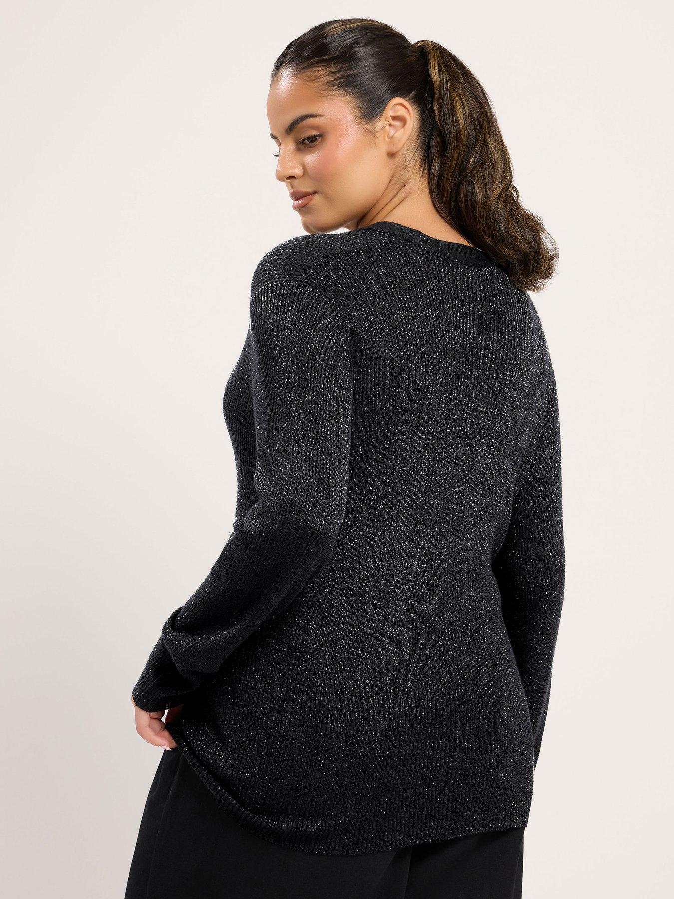 Image 2 of 4 of Yours Curve Lurex Bow Cardigan