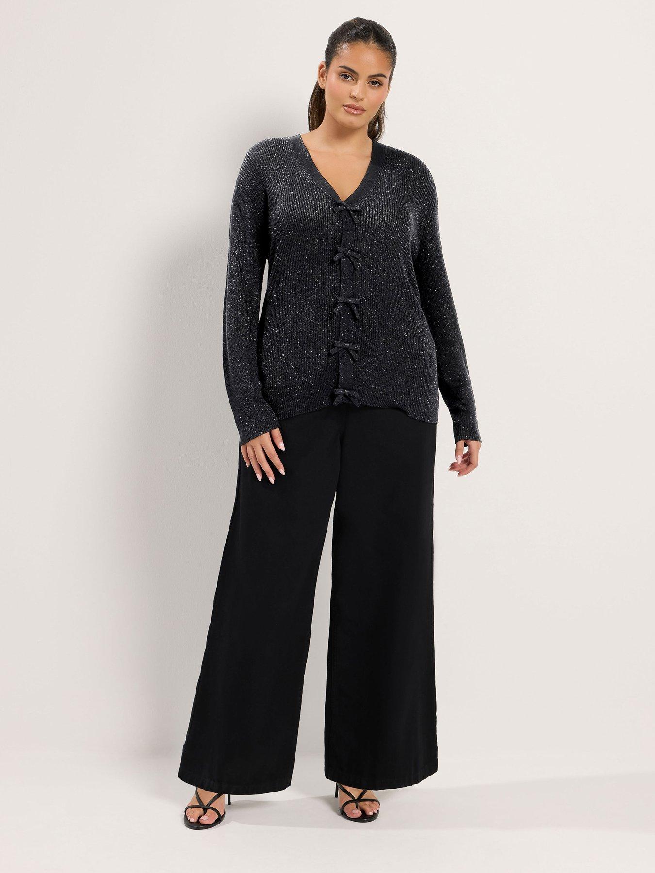 Image 3 of 4 of Yours Curve Lurex Bow Cardigan