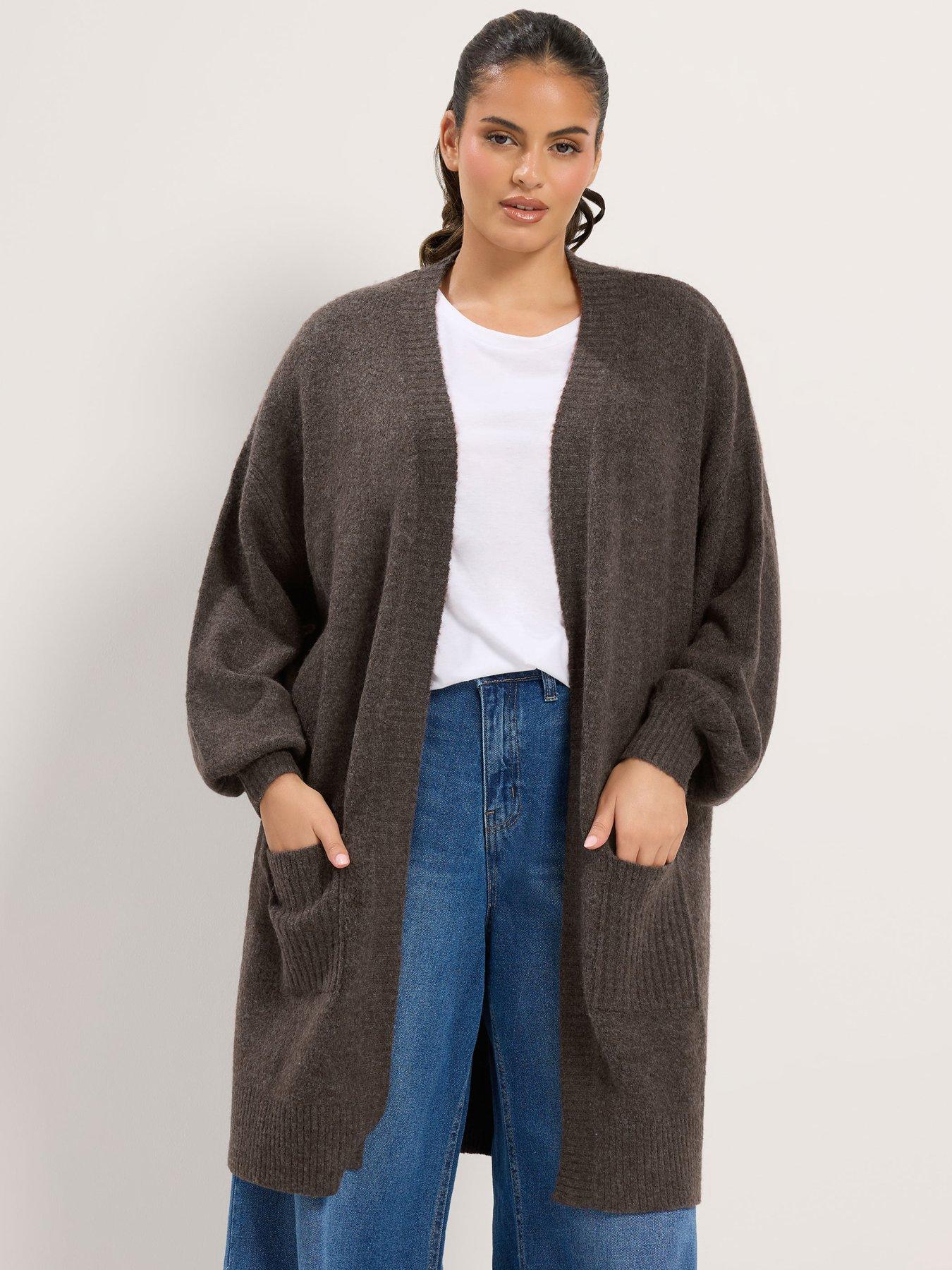 Image 1 of 4 of Yours Curve Balloon Sleeve Midi Cardigan