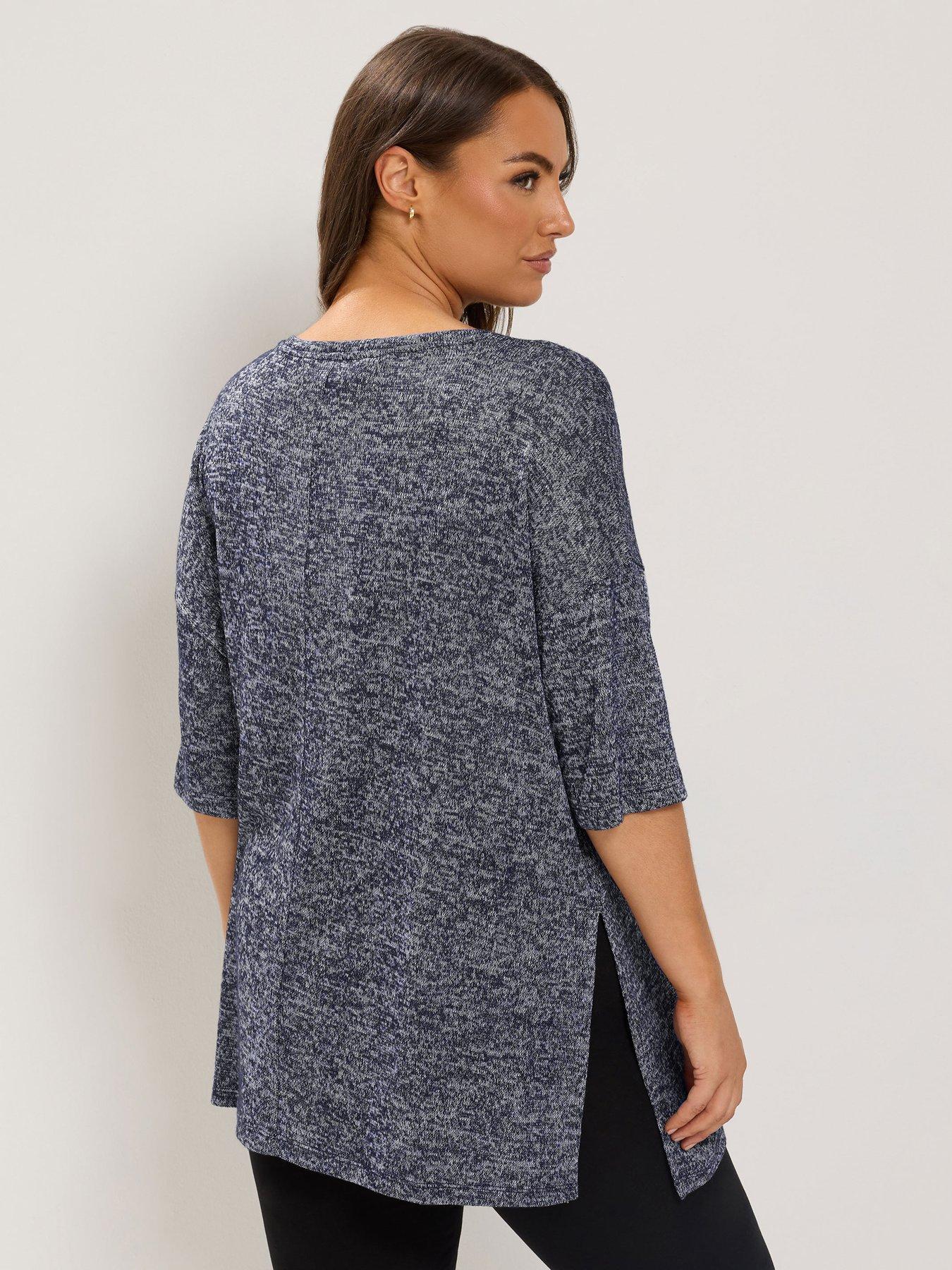 Image 2 of 4 of Yours Womens Curve Soft Touch Drop Sleeve Top - Blue