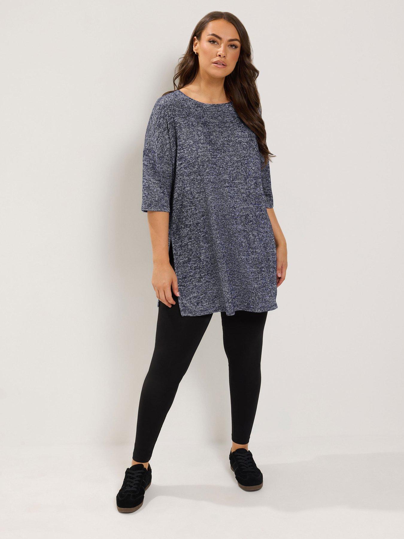 Image 3 of 4 of Yours Womens Curve Soft Touch Drop Sleeve Top - Blue