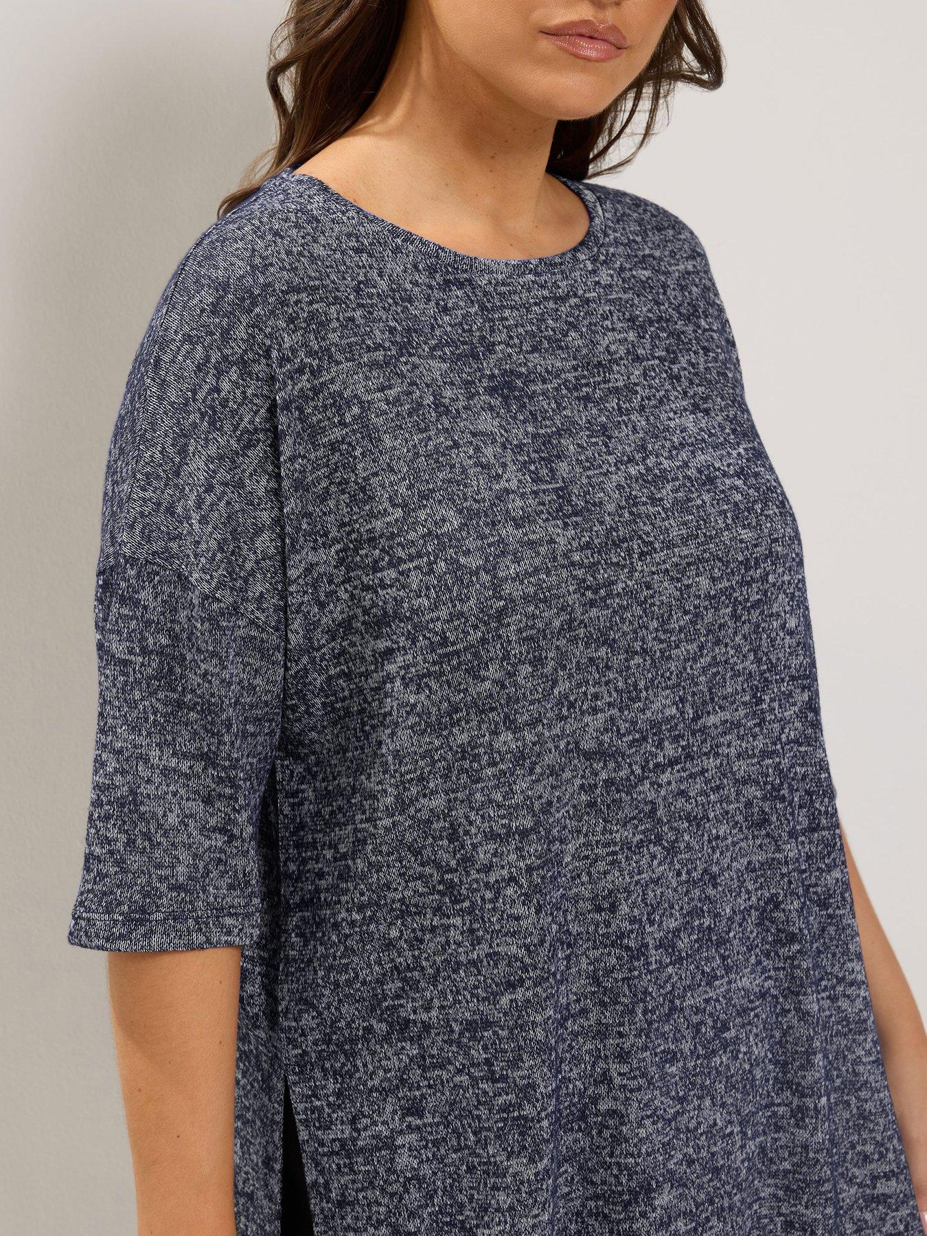 Image 4 of 4 of Yours Womens Curve Soft Touch Drop Sleeve Top - Blue