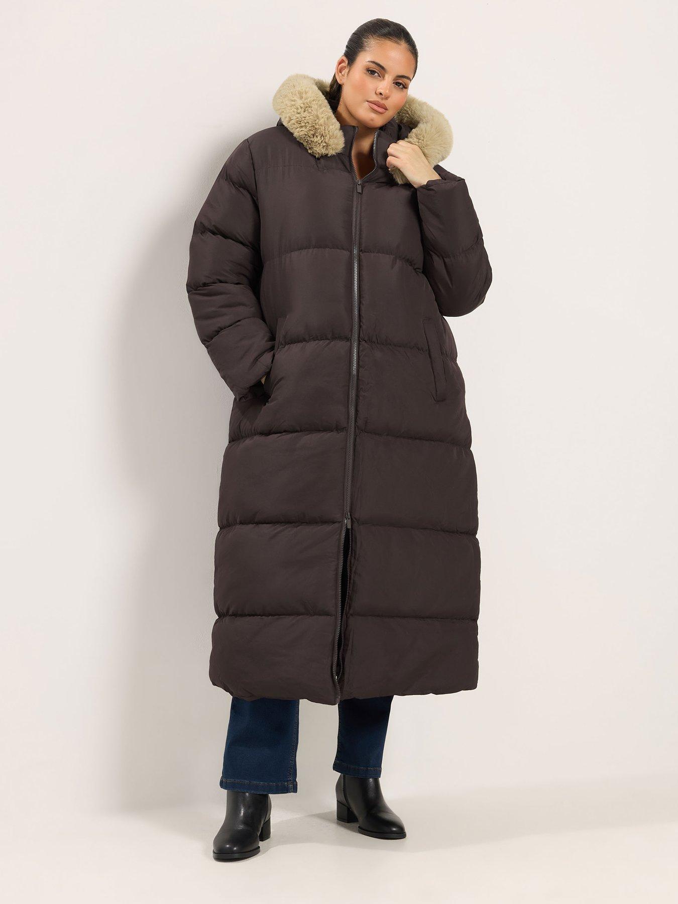 Image 3 of 4 of Yours Curve Plush Fur Trim Padded Puffer Coat