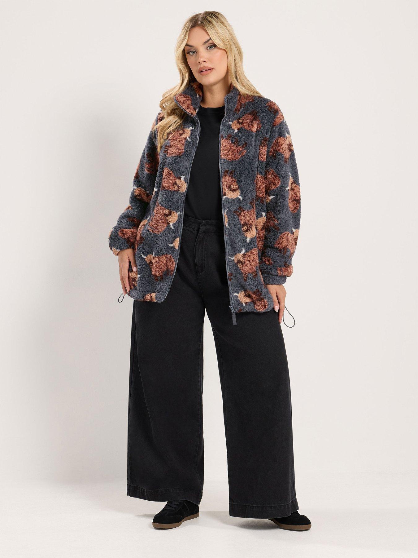 Image 3 of 4 of Yours Curve Zip Through Feather Fleece Jacket