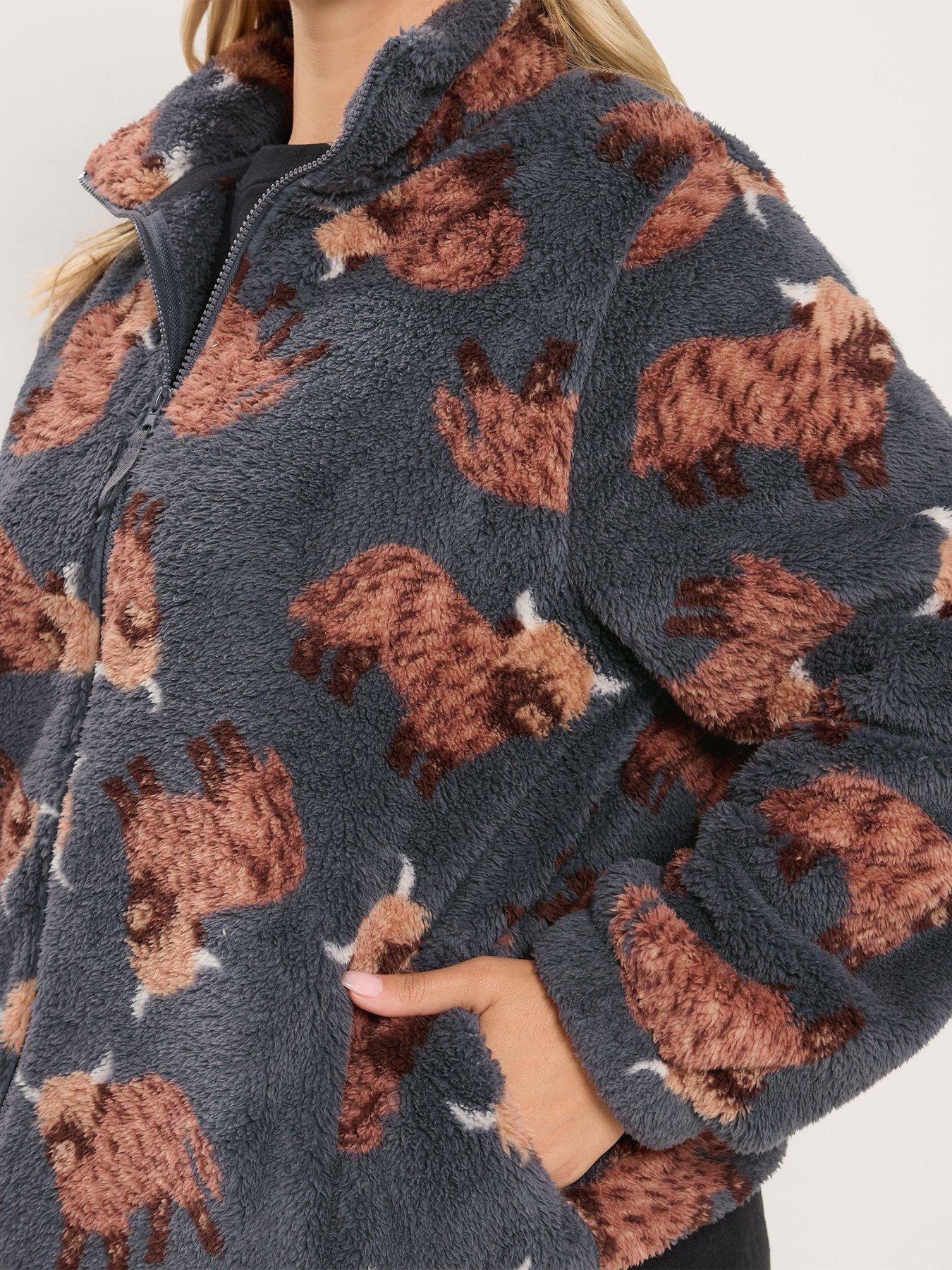 Image 4 of 4 of Yours Curve Zip Through Feather Fleece Jacket