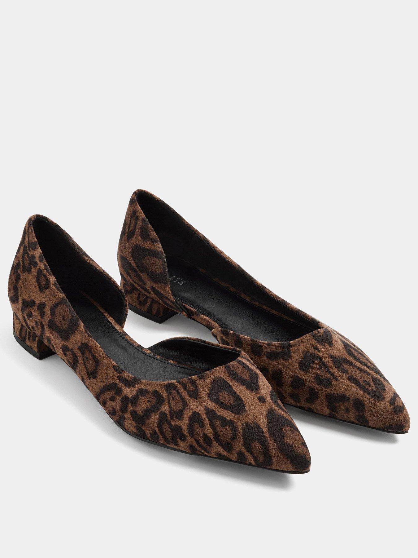 Image 2 of 4 of Yours Womens Pointed Toe Leopard Print Ballet Pumps - Brown