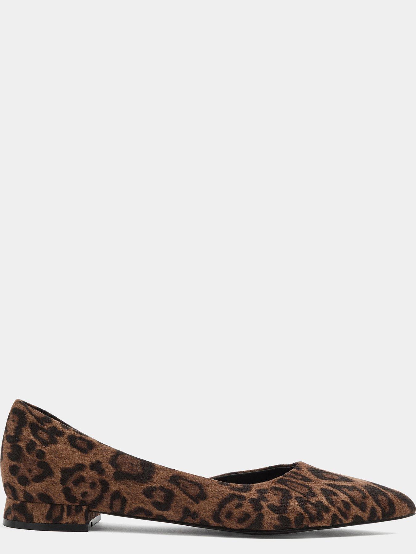 Image 4 of 4 of Yours Womens Pointed Toe Leopard Print Ballet Pumps - Brown