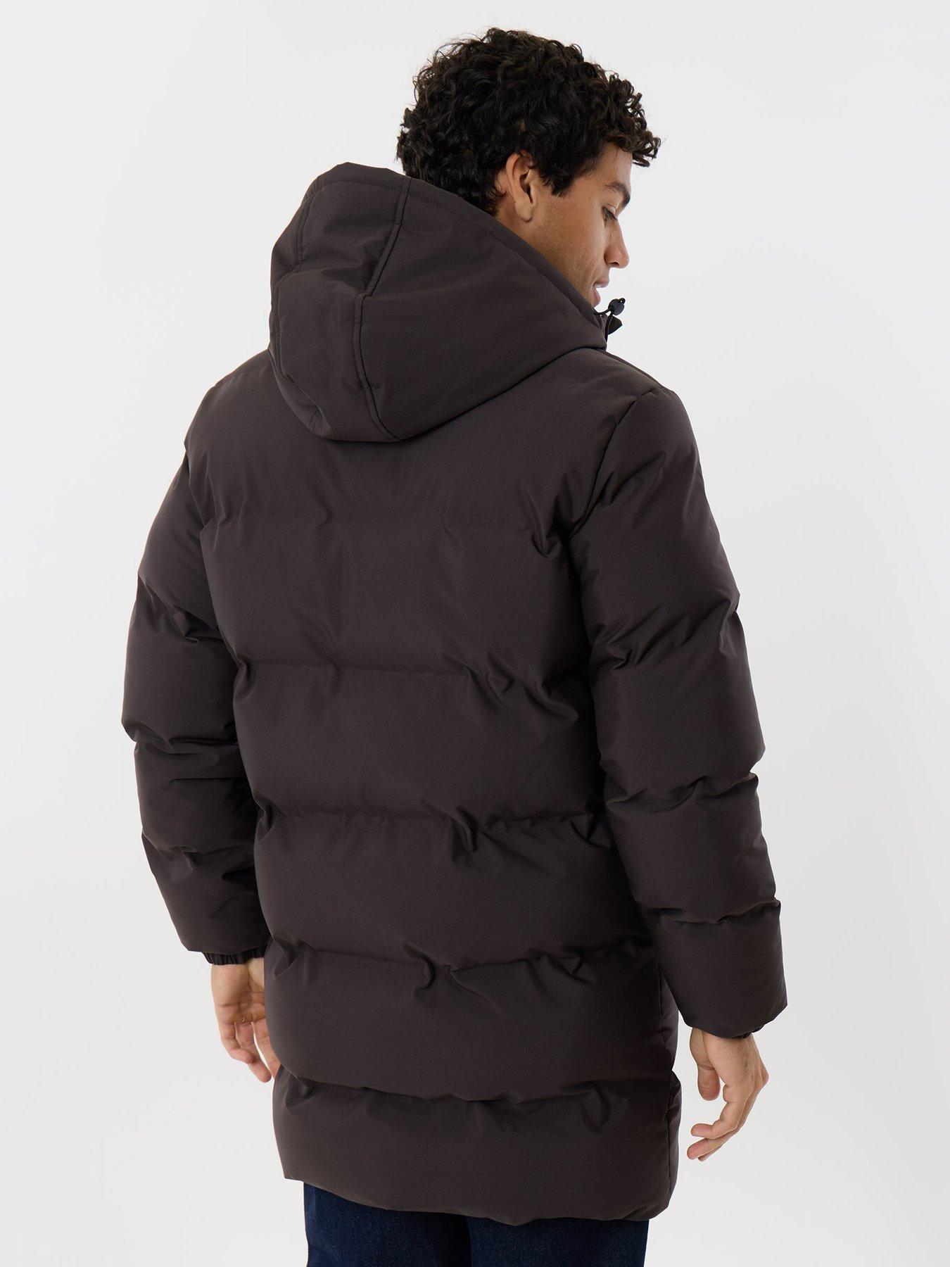 Image 2 of 6 of Threadbare Mens Solund Padded Longline Hooded Jacket - Brown