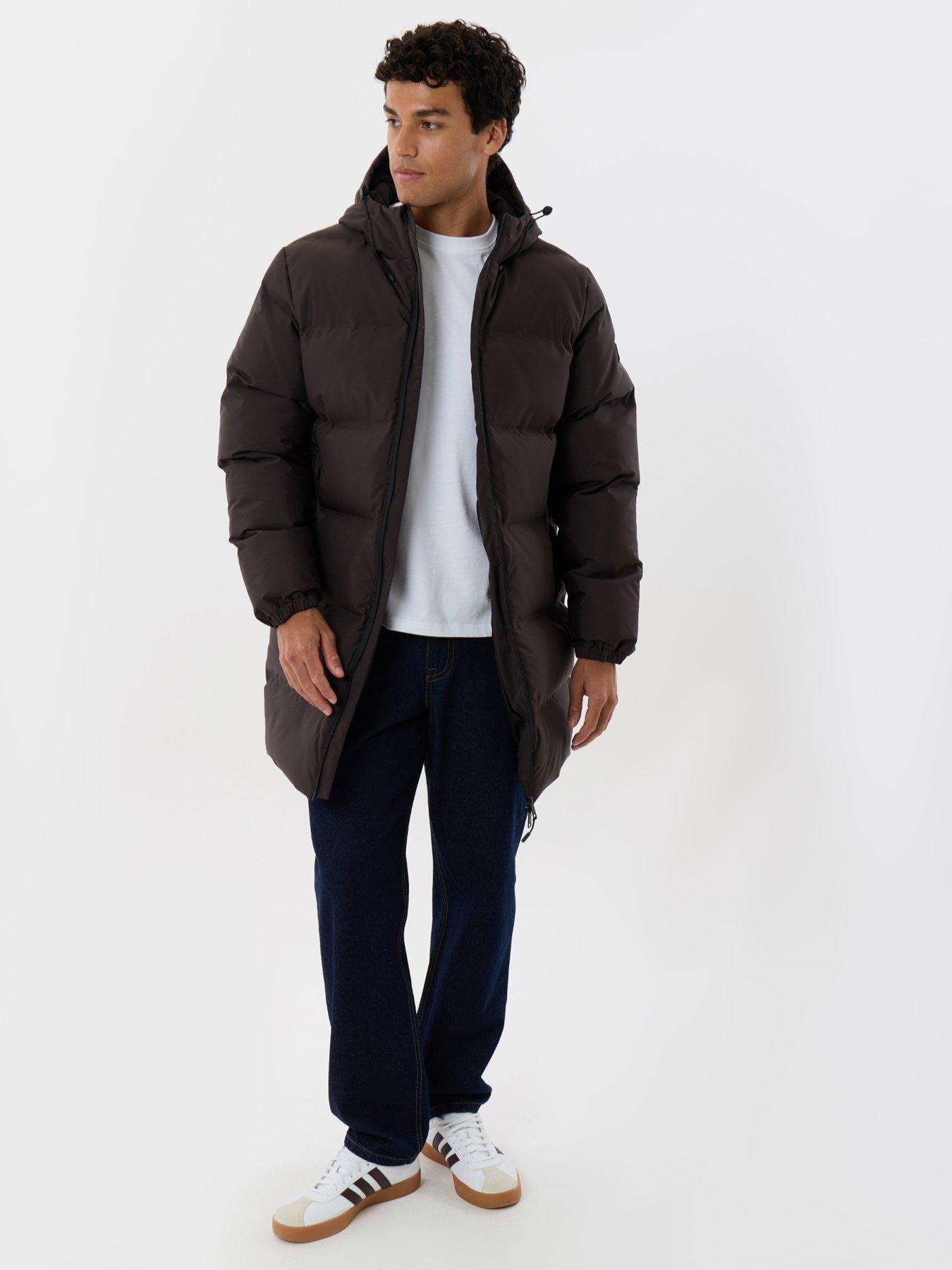 Image 3 of 6 of Threadbare Mens Solund Padded Longline Hooded Jacket - Brown