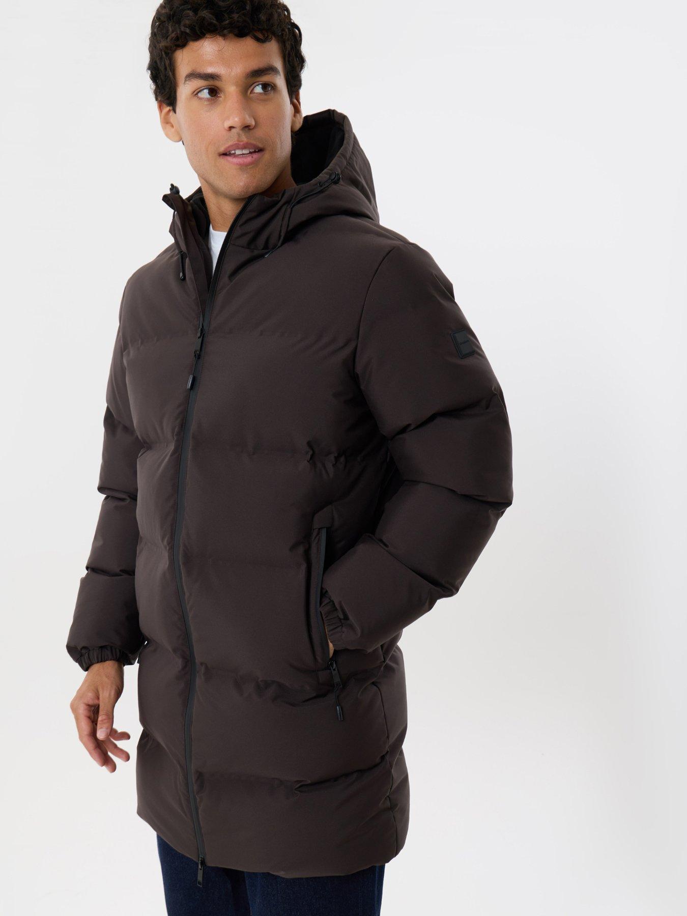 Image 5 of 6 of Threadbare Mens Solund Padded Longline Hooded Jacket - Brown