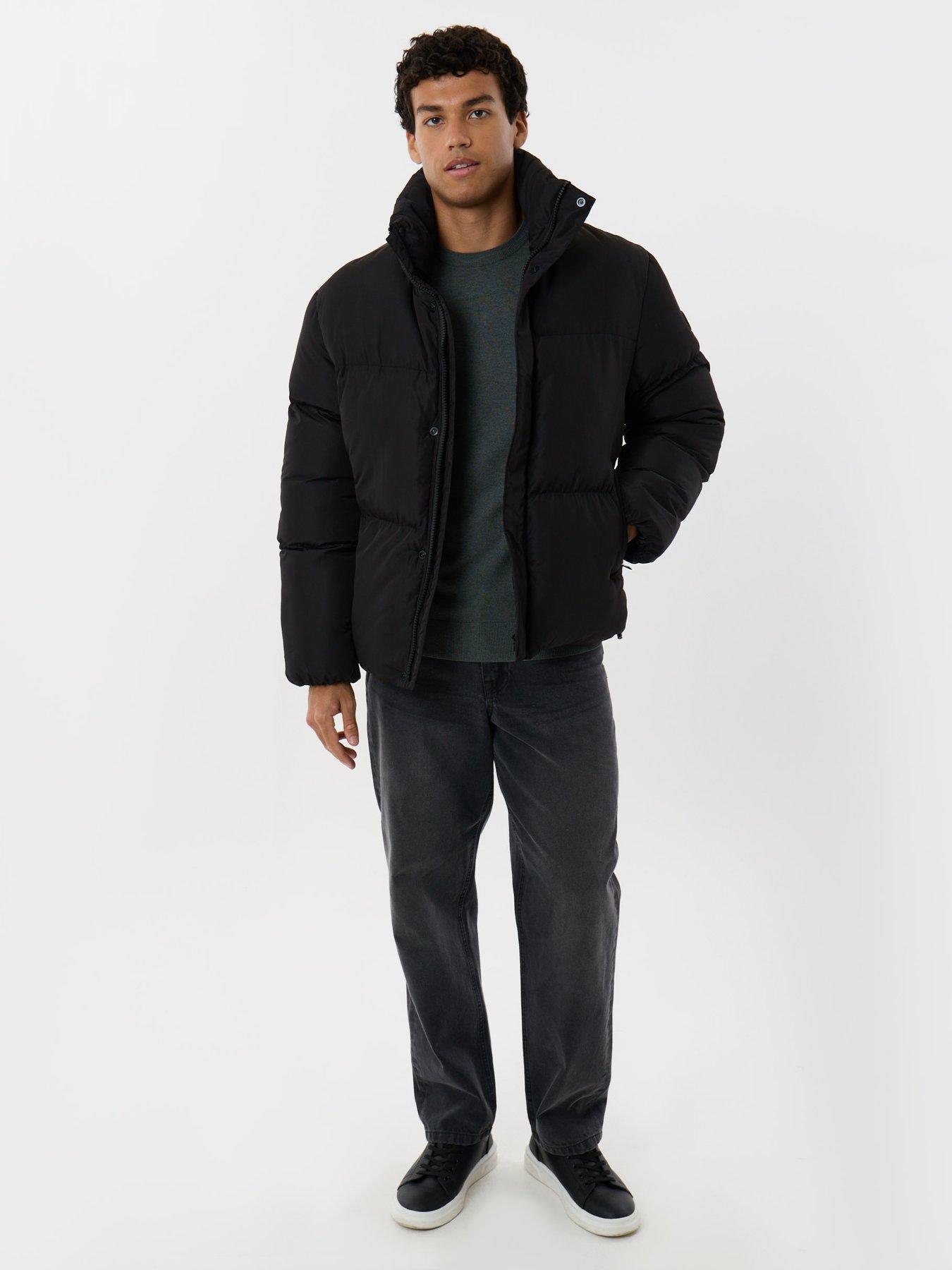 Image 3 of 4 of Threadbare Mens Padded High Collar Full-Zip Jacket - Black