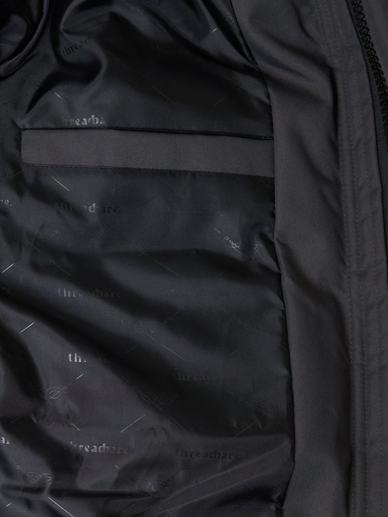 Image 6 of 6 of Threadbare Mens Coco Padded Detachable Hood Longer Length Jacket - Slate Grey